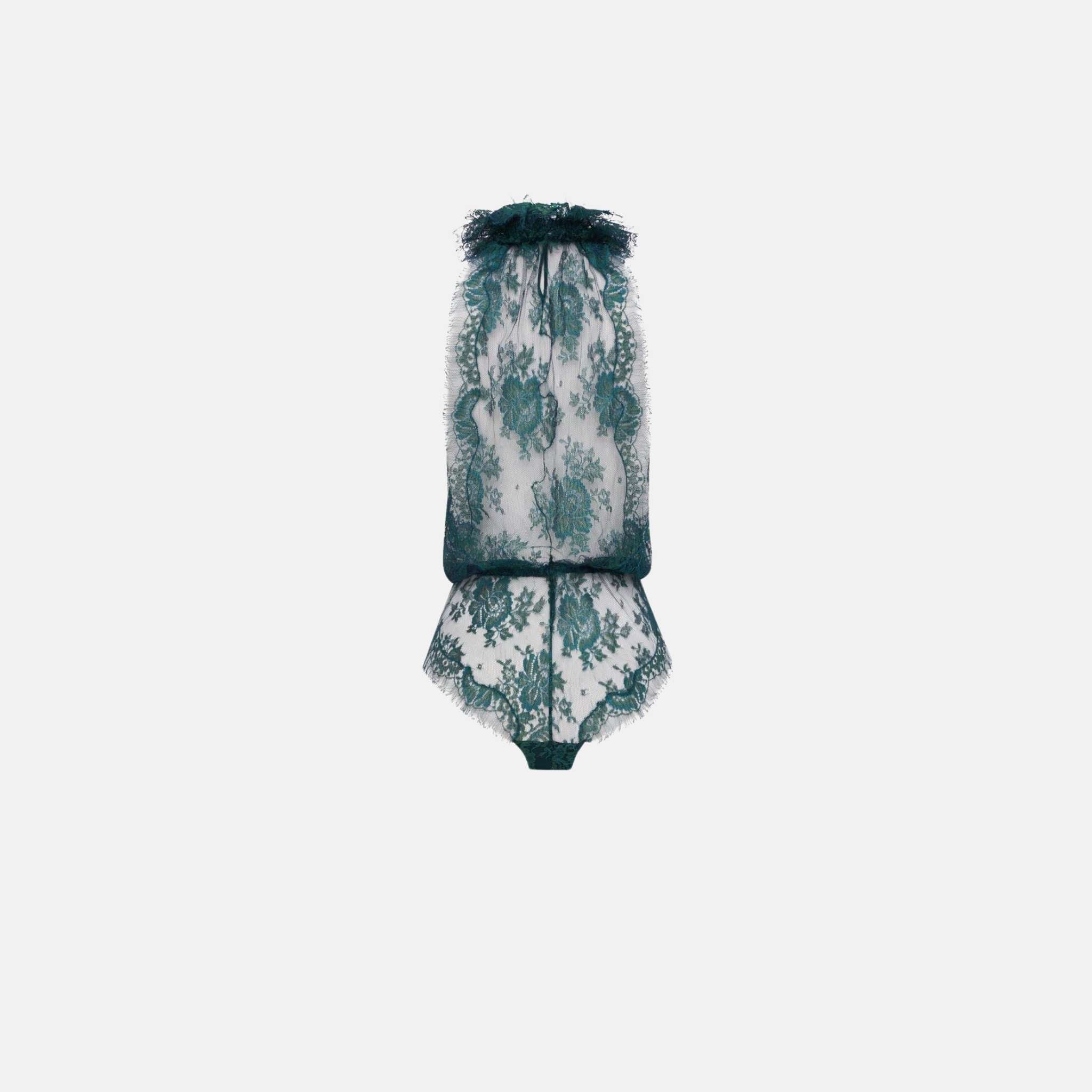 Yves Saint Laurent Bodysuit In Lace, Vert Emeraude, Back