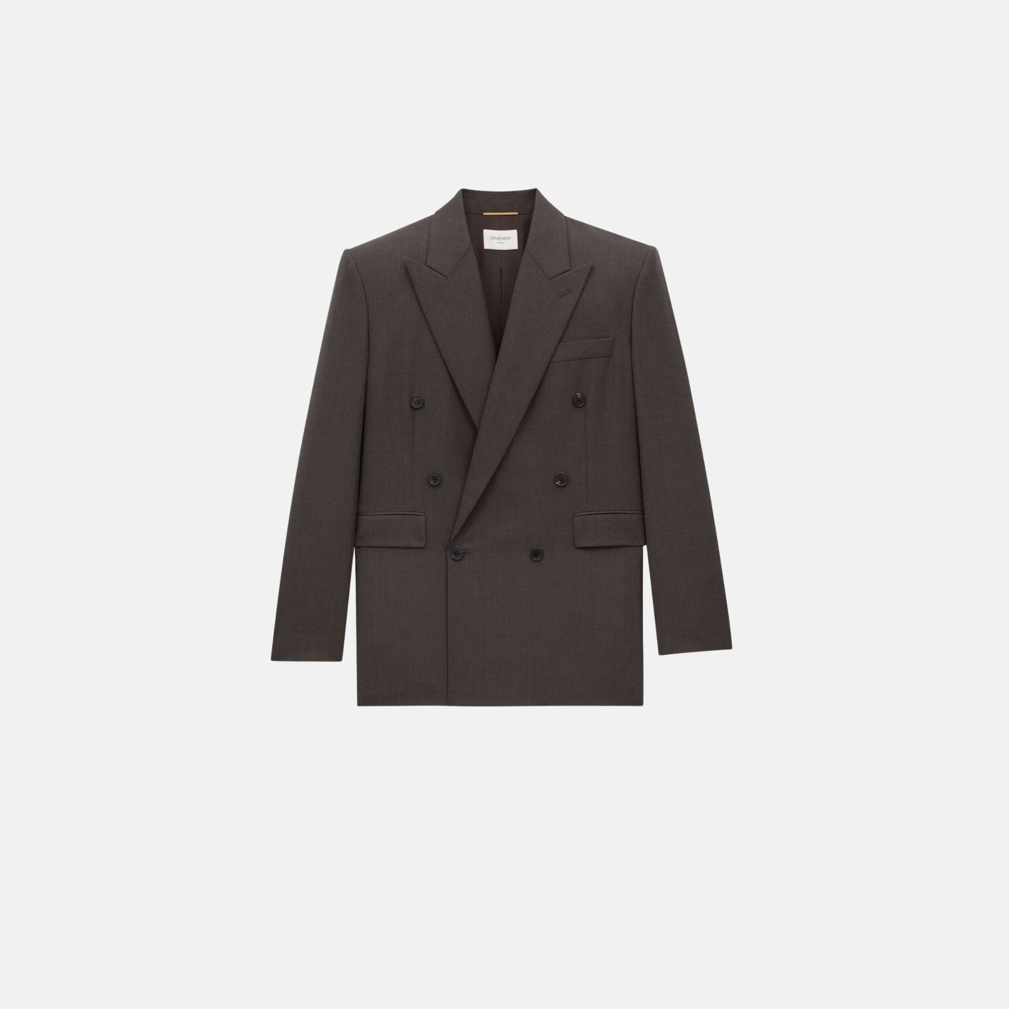 Yves Saint Laurent Jacket In Wool Chine, Maroon, Front