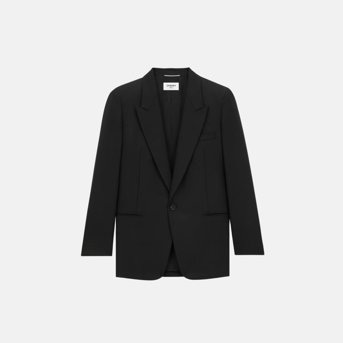 Yves Saint Laurent Jacket In Wool Gabardine, Noir, Front