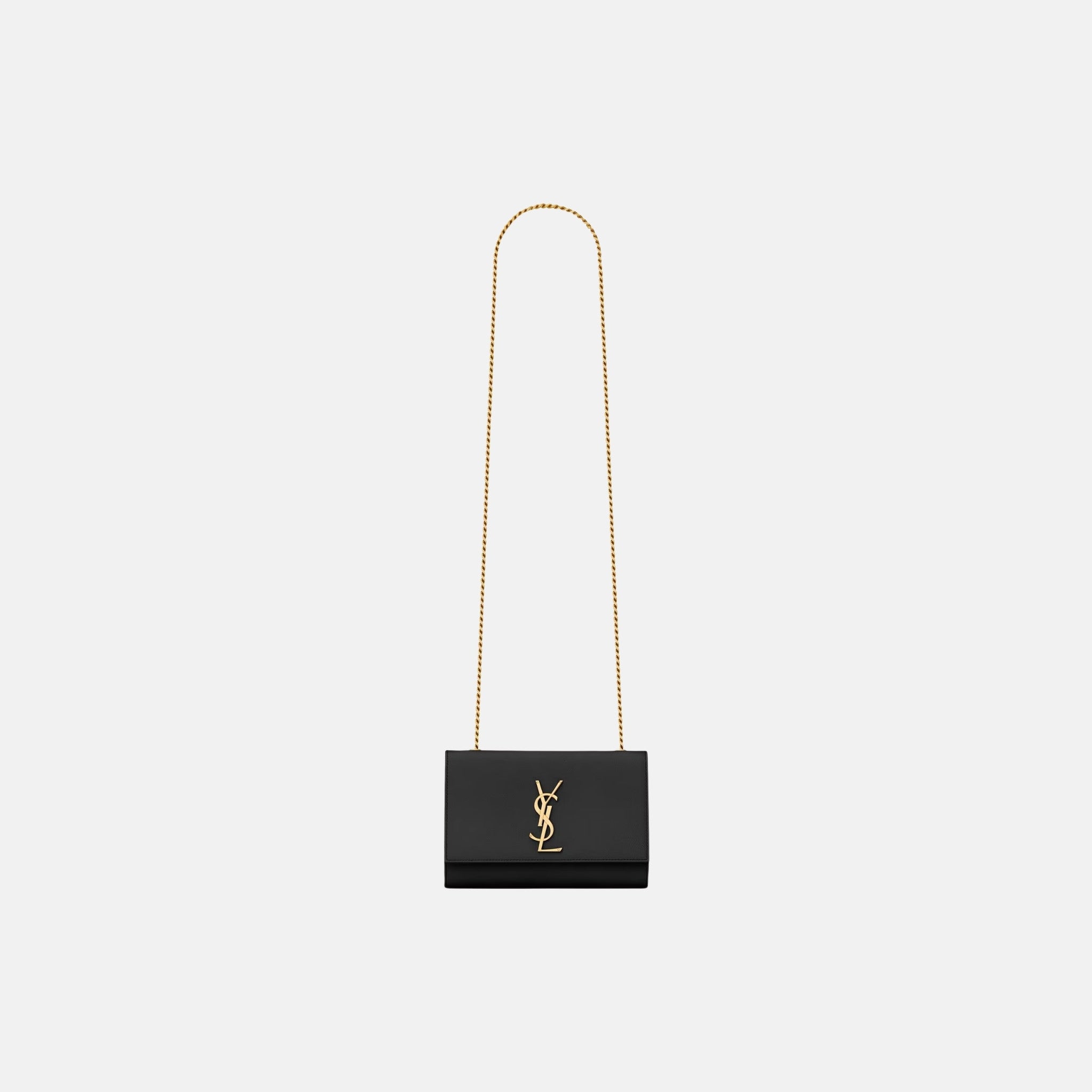 Yves Saint Laurent Kate Small In Grain De Poudre Embossed Leather, Black, Front