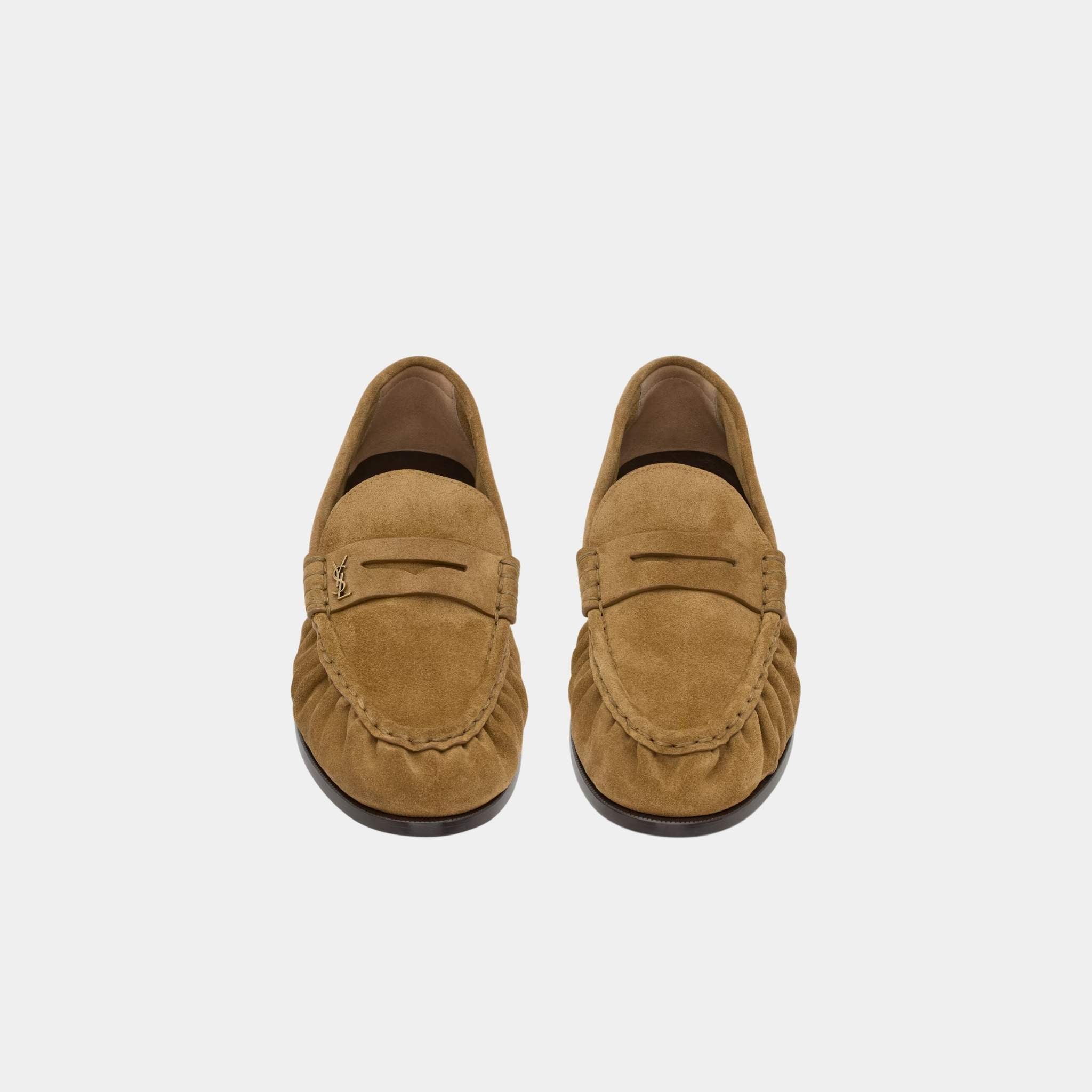 Yves Saint Laurent Le Loafer Supple in Suede, Cognac, Close
