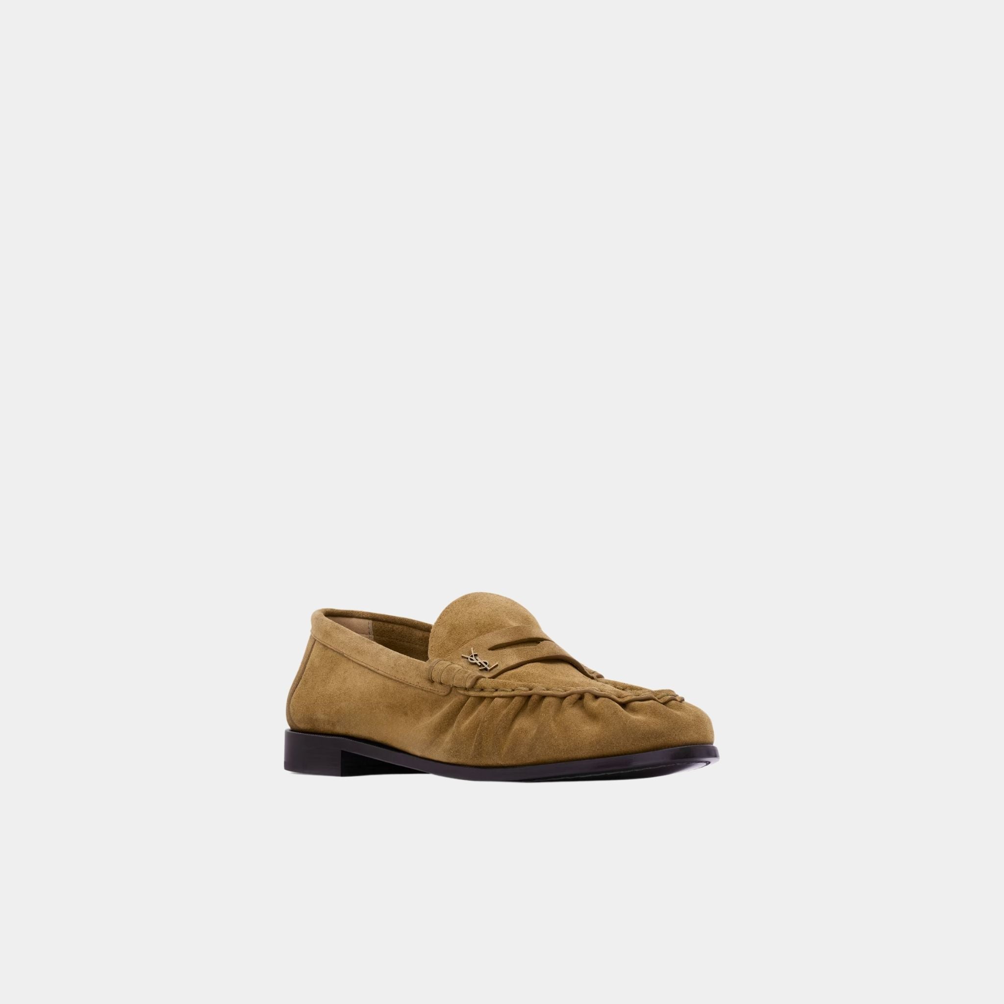 Yves Saint Laurent Le Loafer Supple in Suede, Cognac, Front