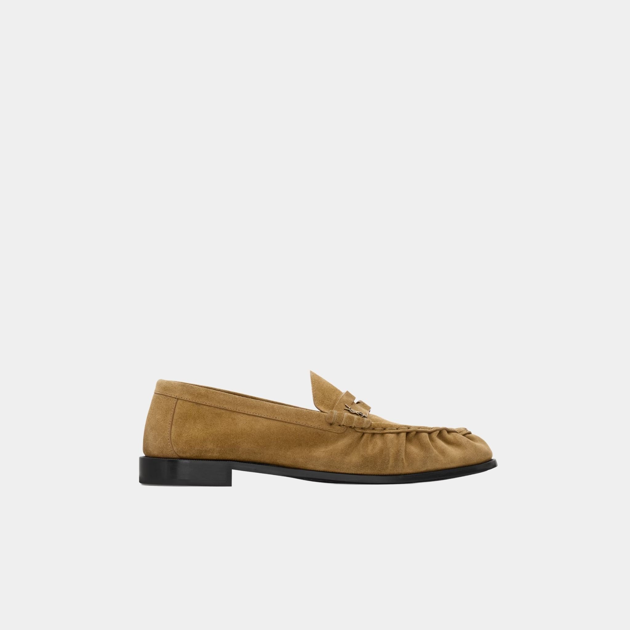 Yves Saint Laurent Le Loafer Supple in Suede, Cognac, Side