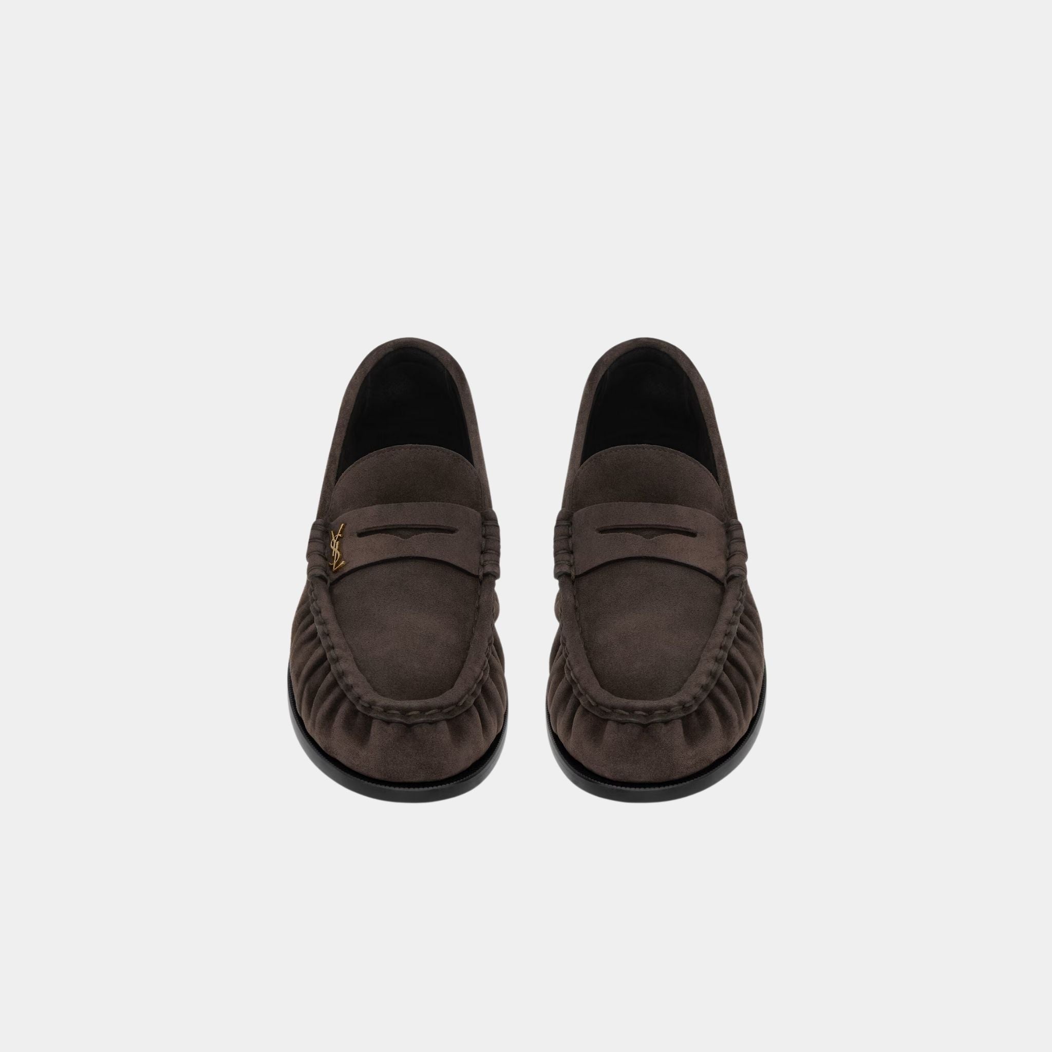 Yves Saint Laurent Le Loafer Supple in Suede, Dark Chocolate, Close