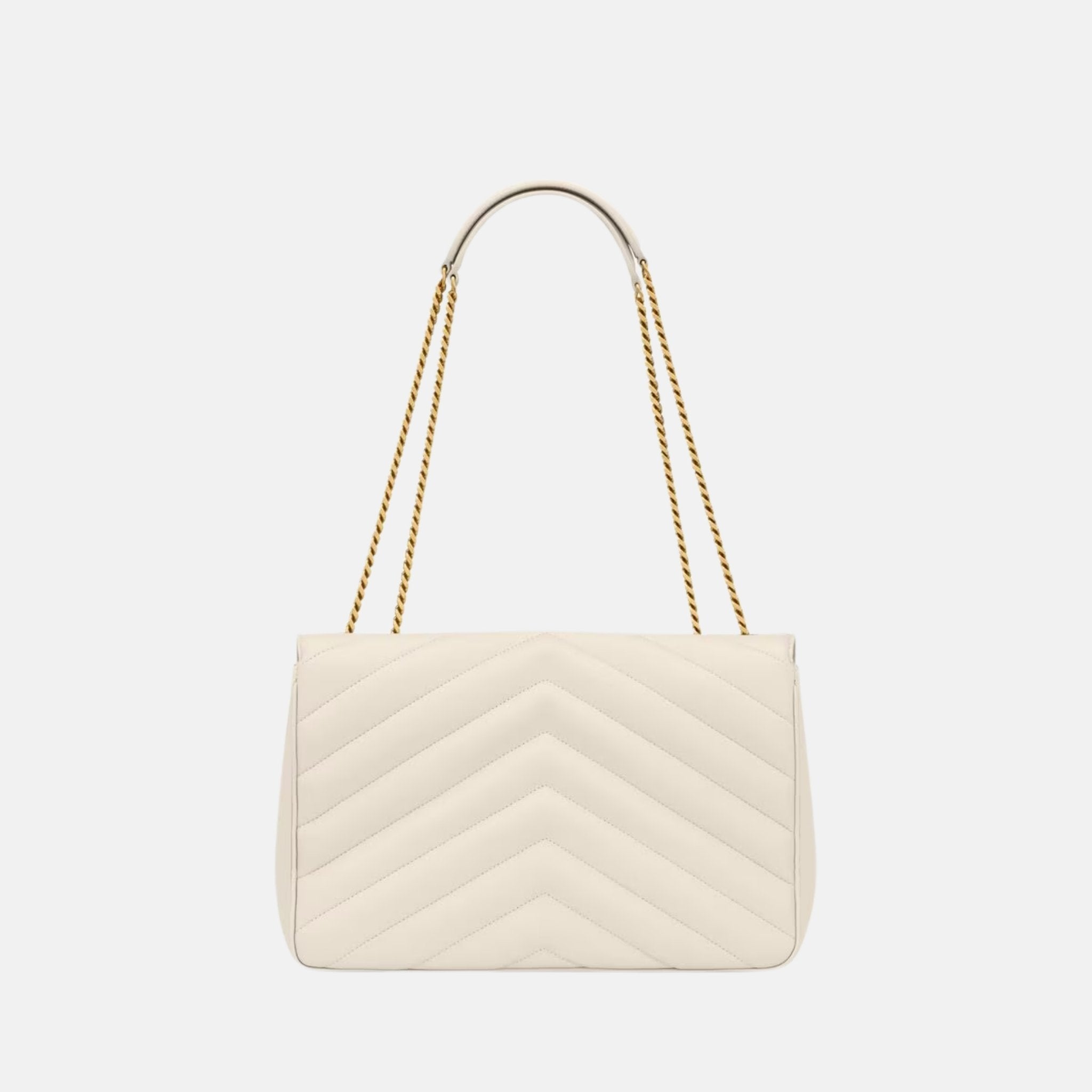 Yves Saint Laurent Loulou Large In Matelasse Lambskin, Blanc, Back