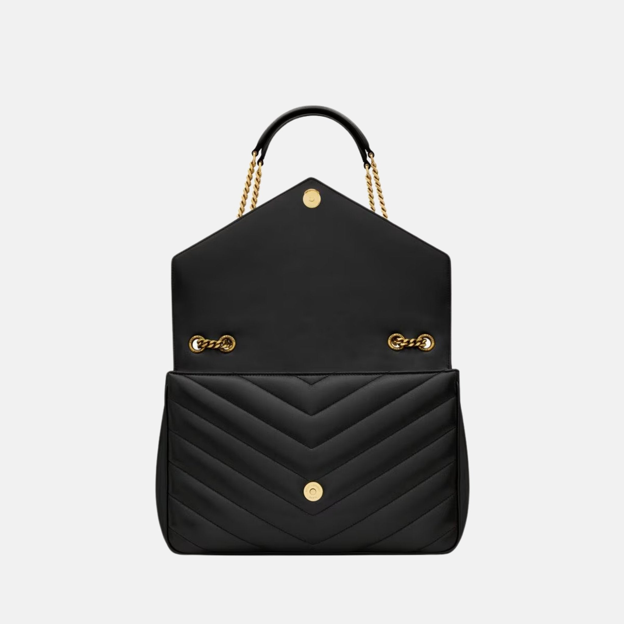 Yves Saint Laurent Loulou Large In Matelasse Lambskin, Noir, Open