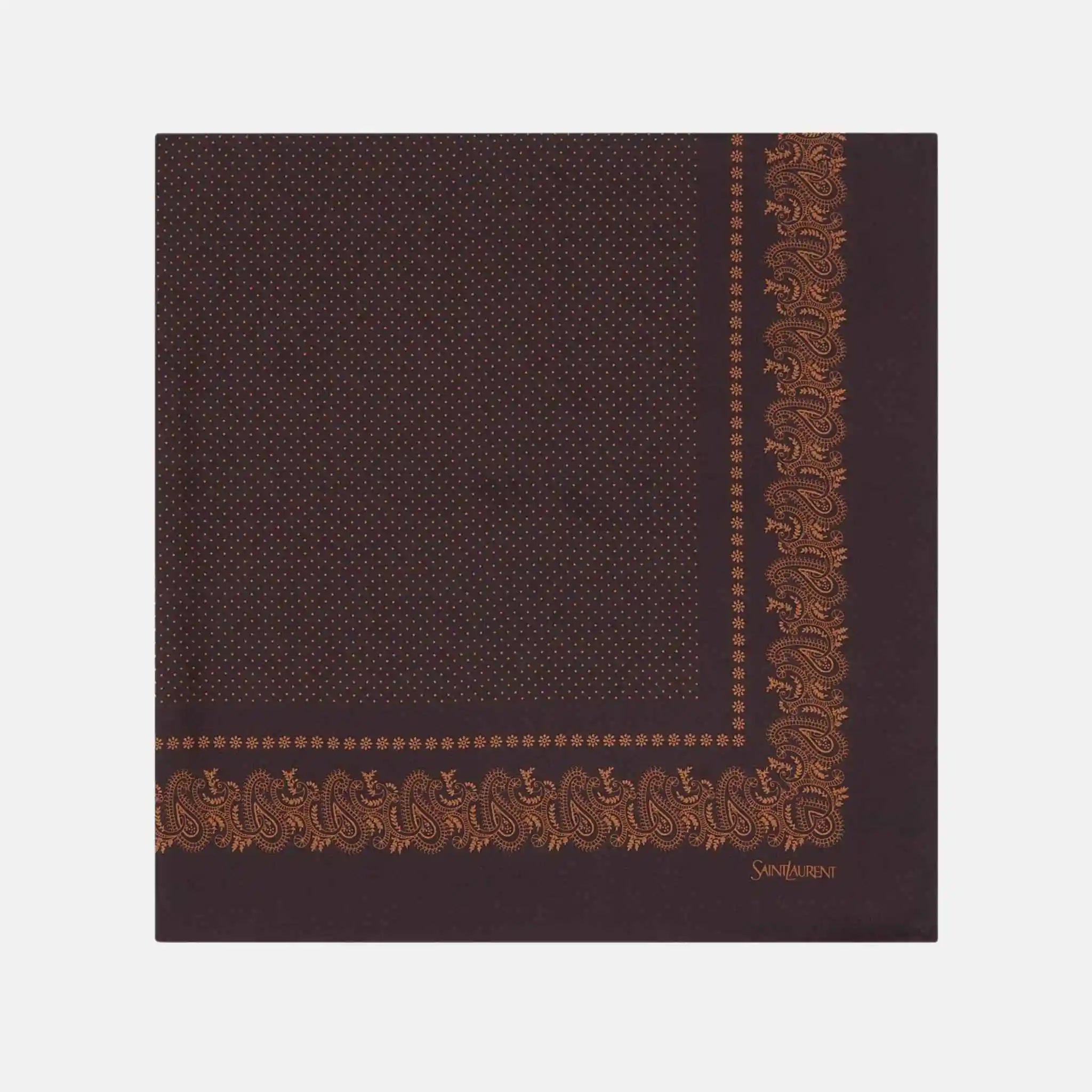 Yves Saint Laurent Square Scarf In Dotted Paisley Silk Twill, Fold