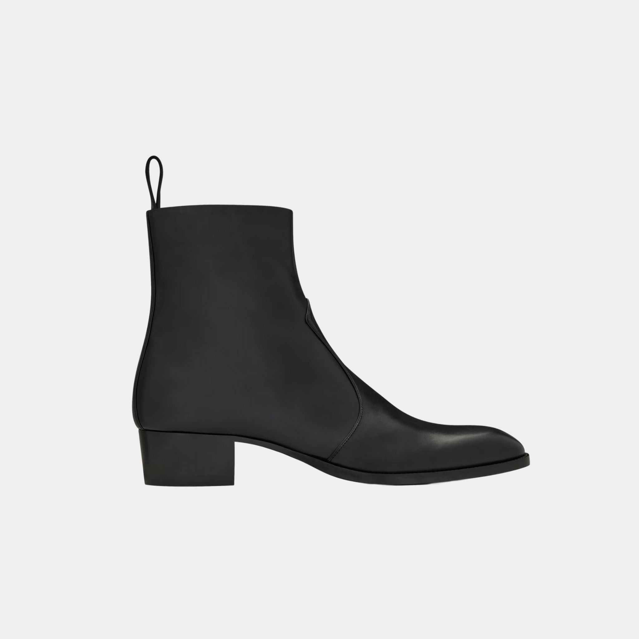 Yves Saint Laurent Wyatt Boots in Black Smooth Leather, Side