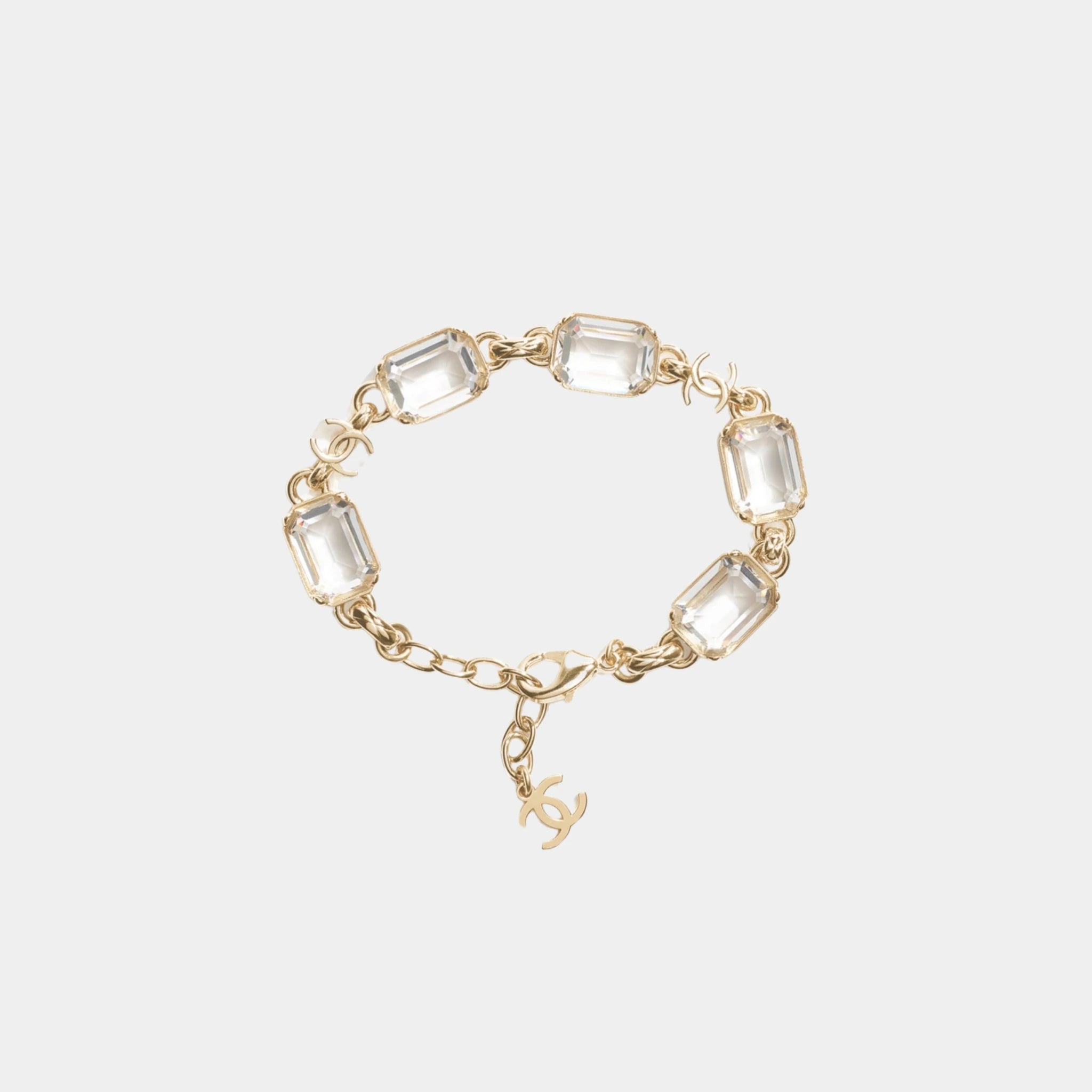 Bracelet in Gold Metal & Diamantes with CC Charm
