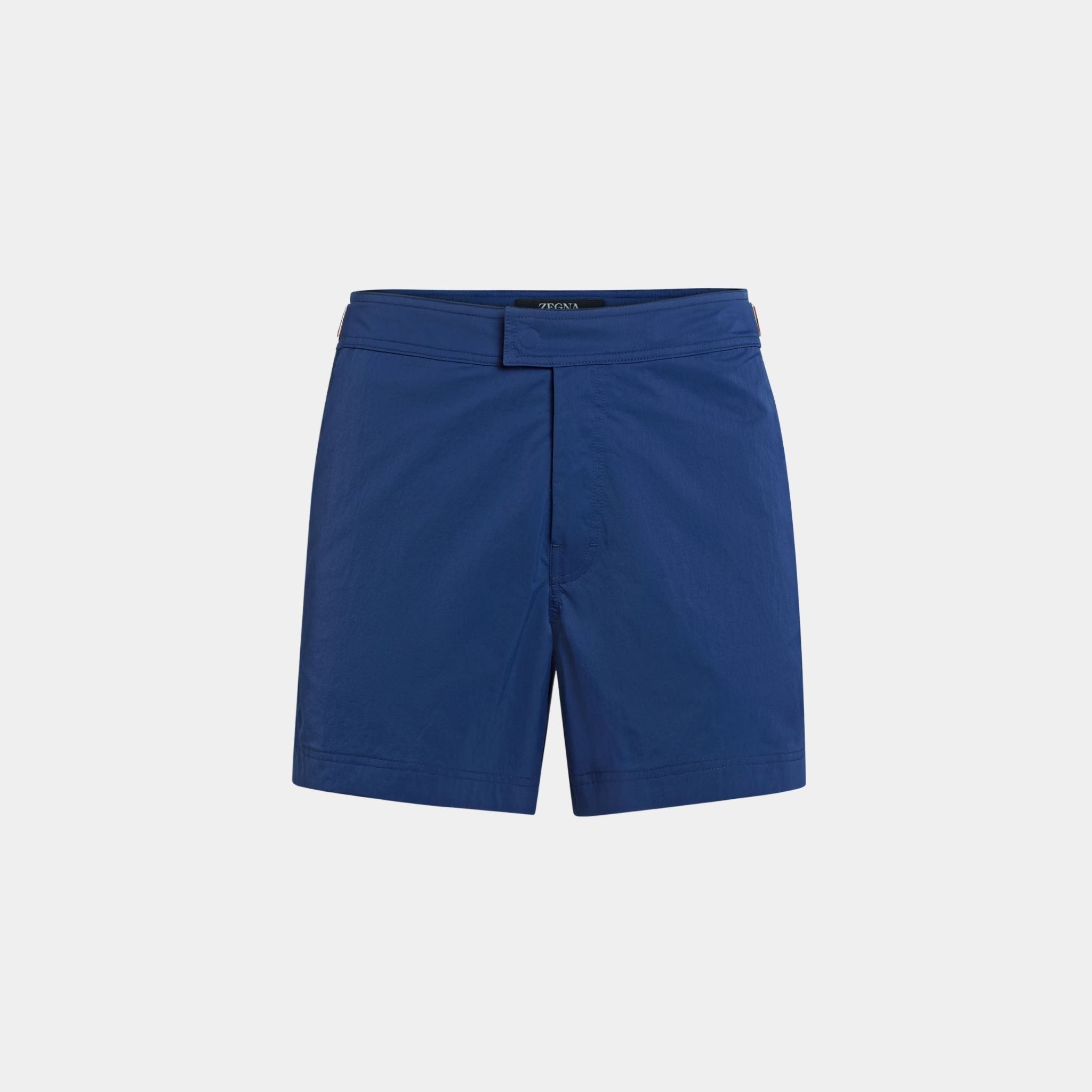 Zegna 232 Road Brand Mark Swim Trunks, Blue, Front