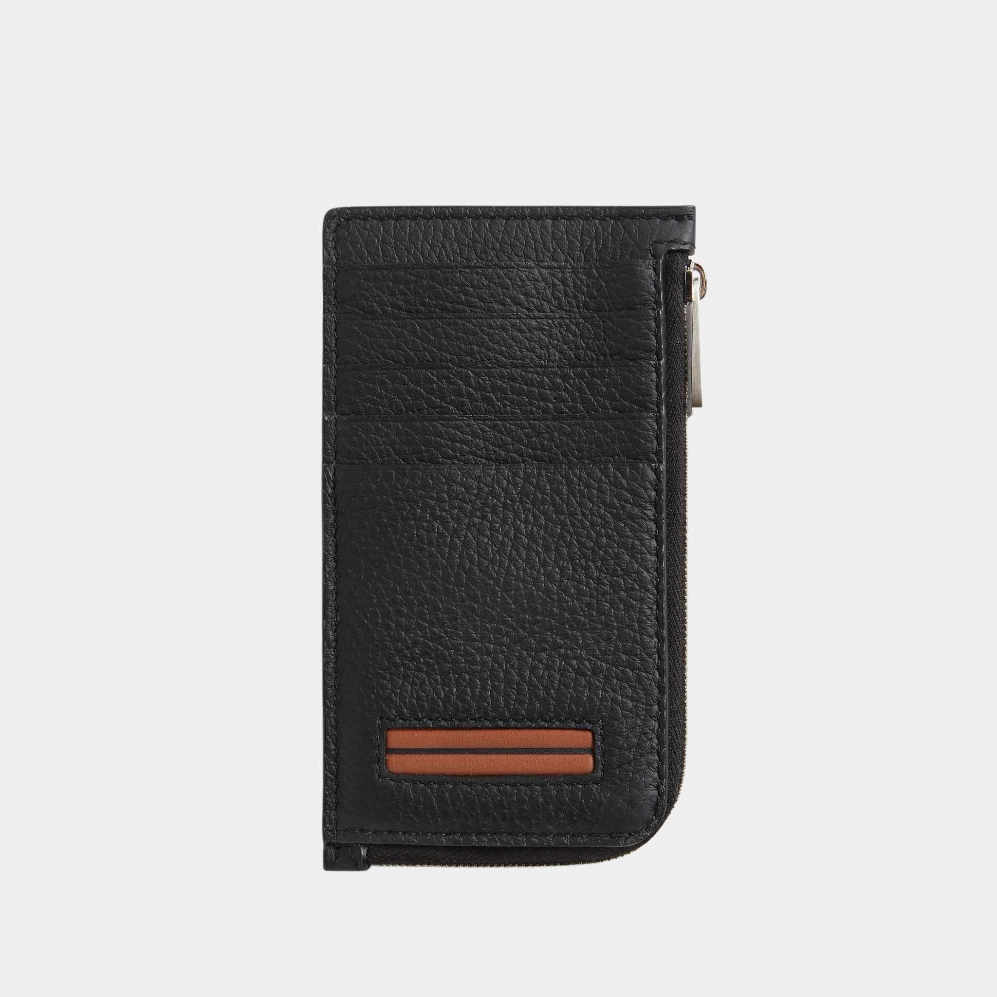 Zegna Black Deerskin 10cc Wallet, Front
