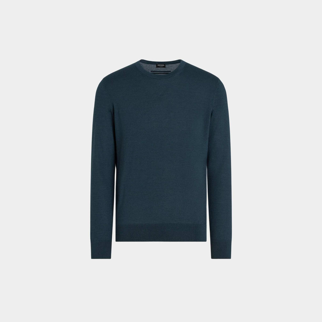 Zegna Cashseta Crewneck, Dark Teal Blue, Front