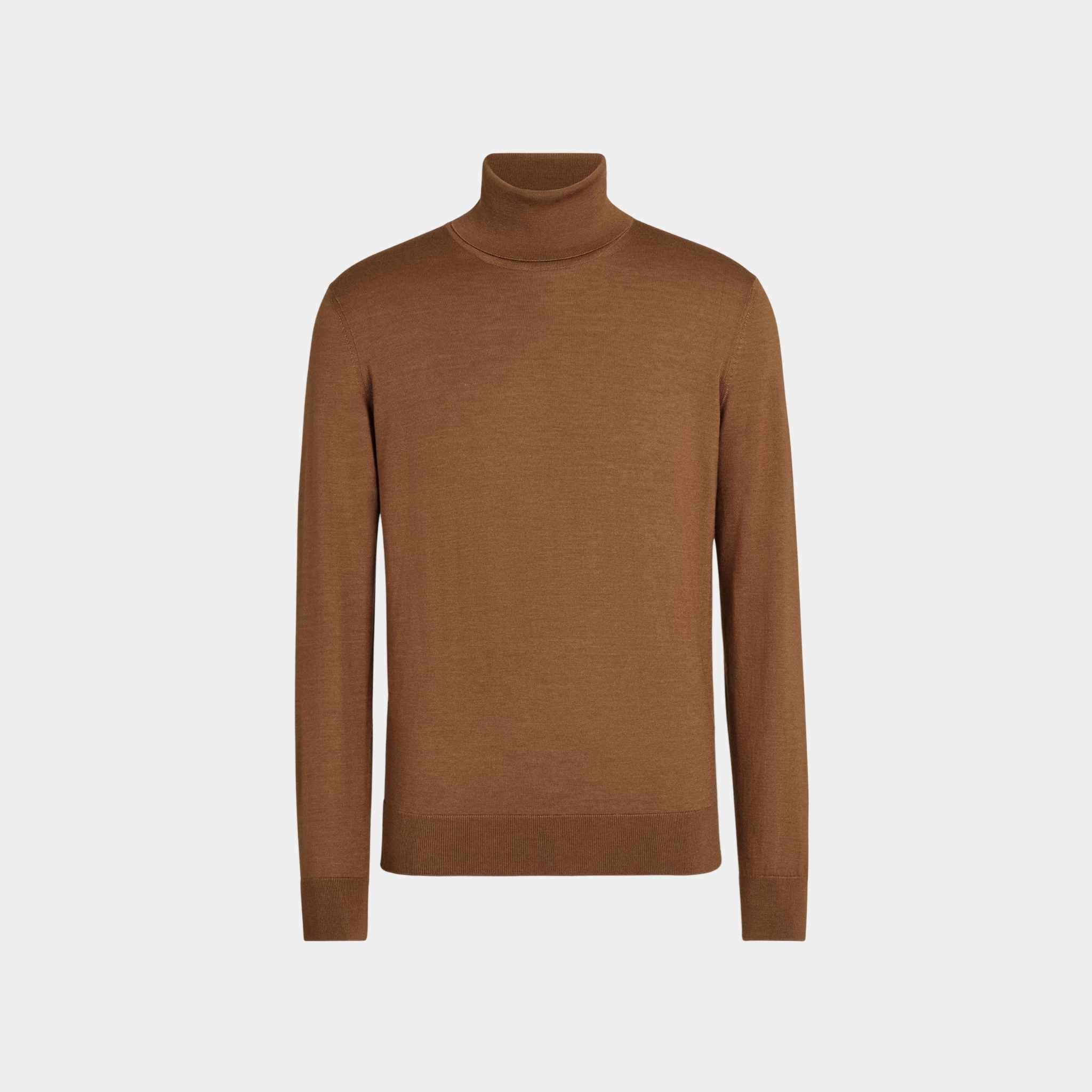 Zegna Cashseta Turtleneck, Dark Foliage, Front