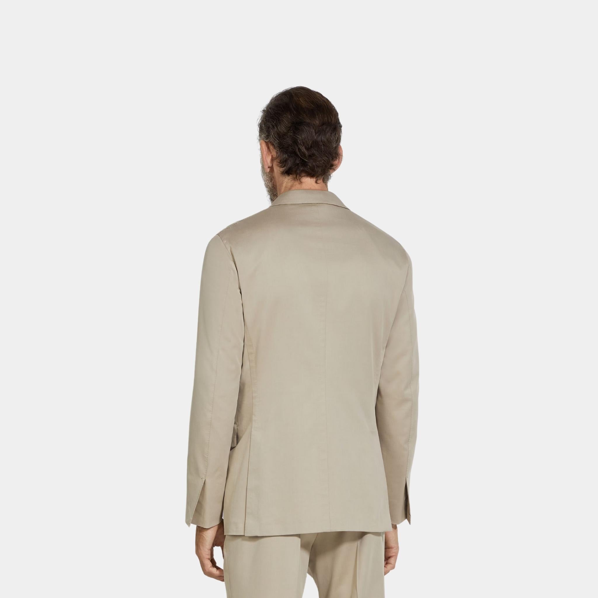 Zegna Centoventimila Cotton and Wool Jacket, Light Taupe, Back