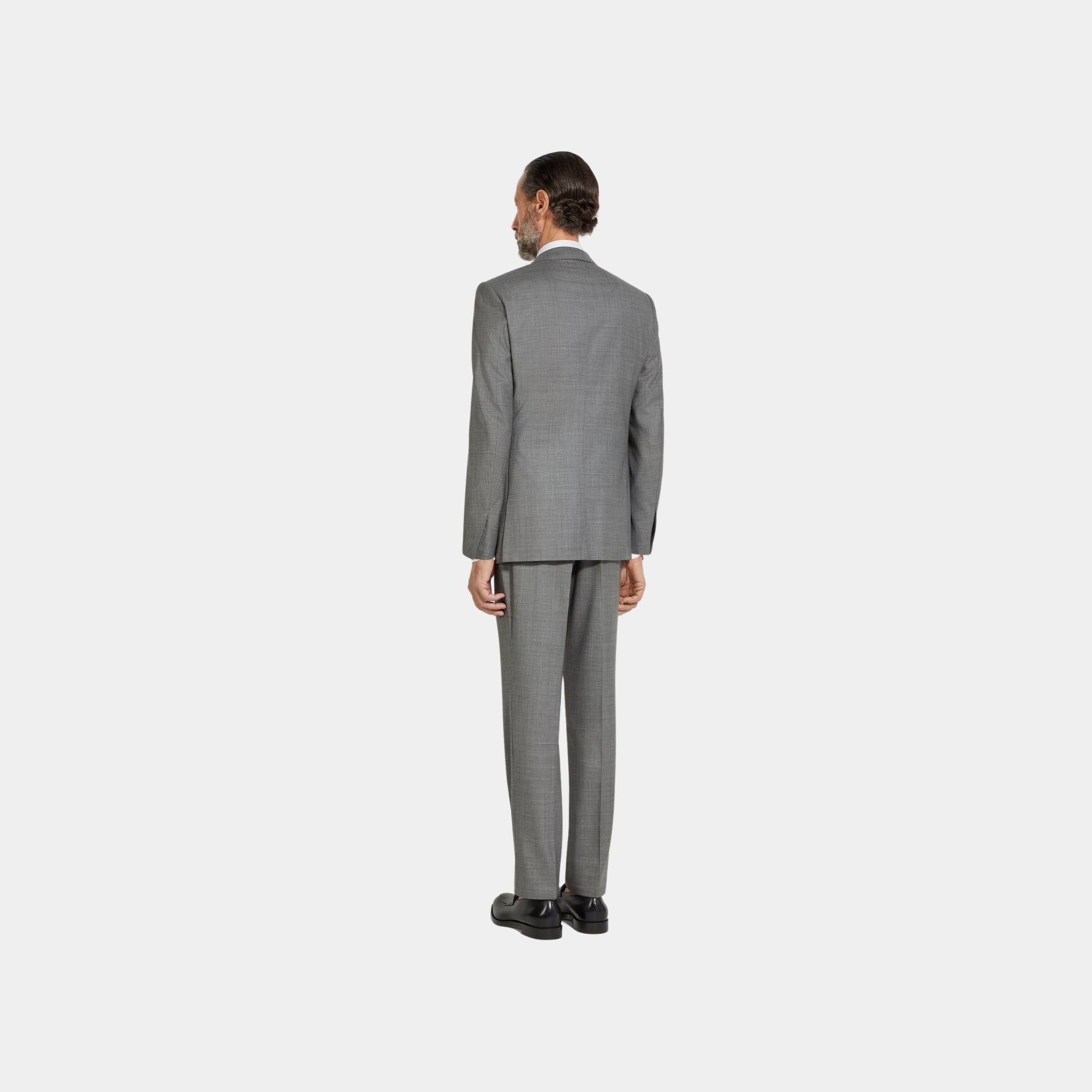 Zegna Centoventimila Wool Two-Piece Suit, Grey, Back