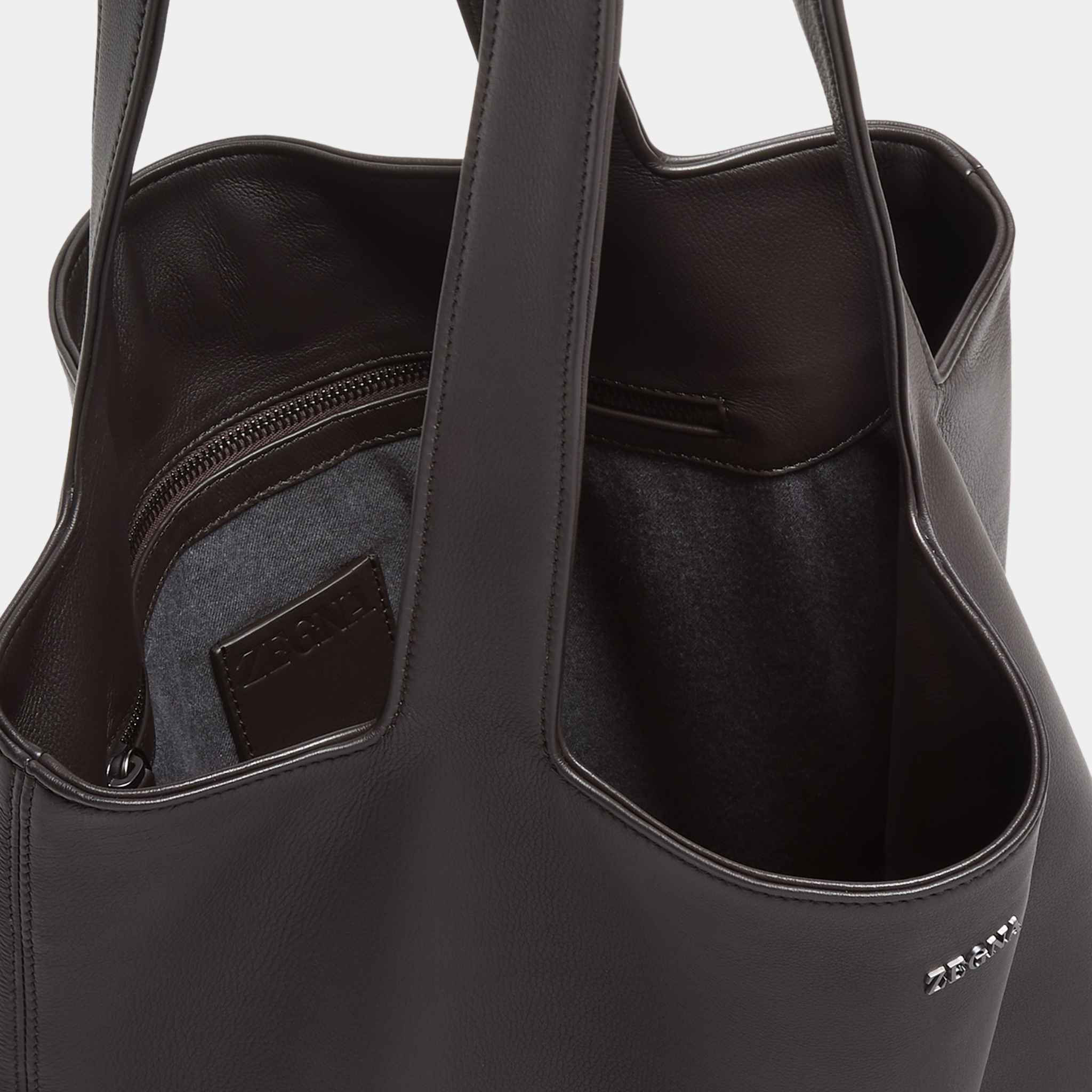 Zegna Dark Brown SECONDSKIN Tote Bag, Inside