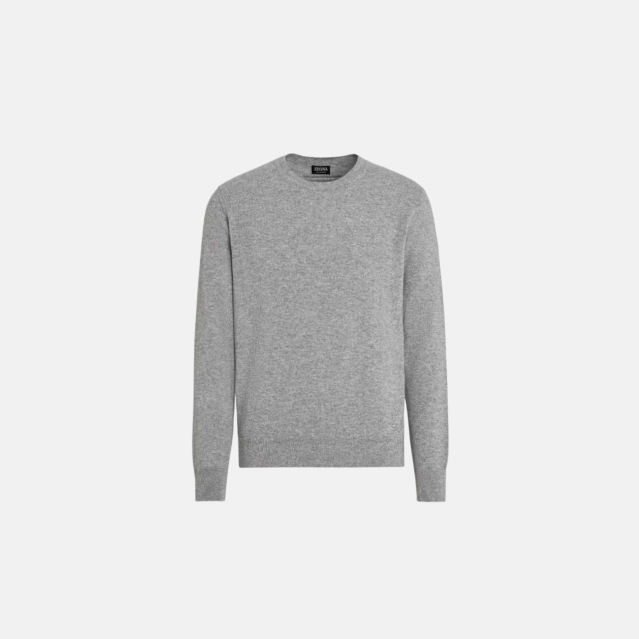 Zegna Melange Oasi Cashmere Crewneck, Grey