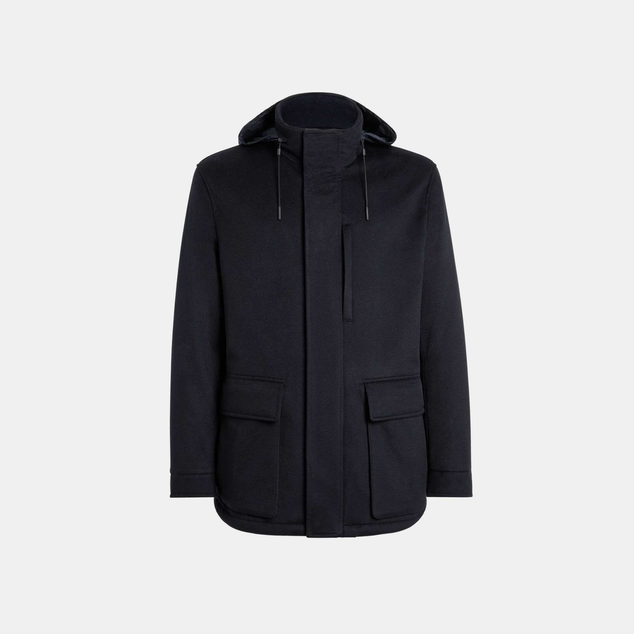 Zegna Oasi Cashmere Elements Vetta Overjacket, Navy Blue, Front