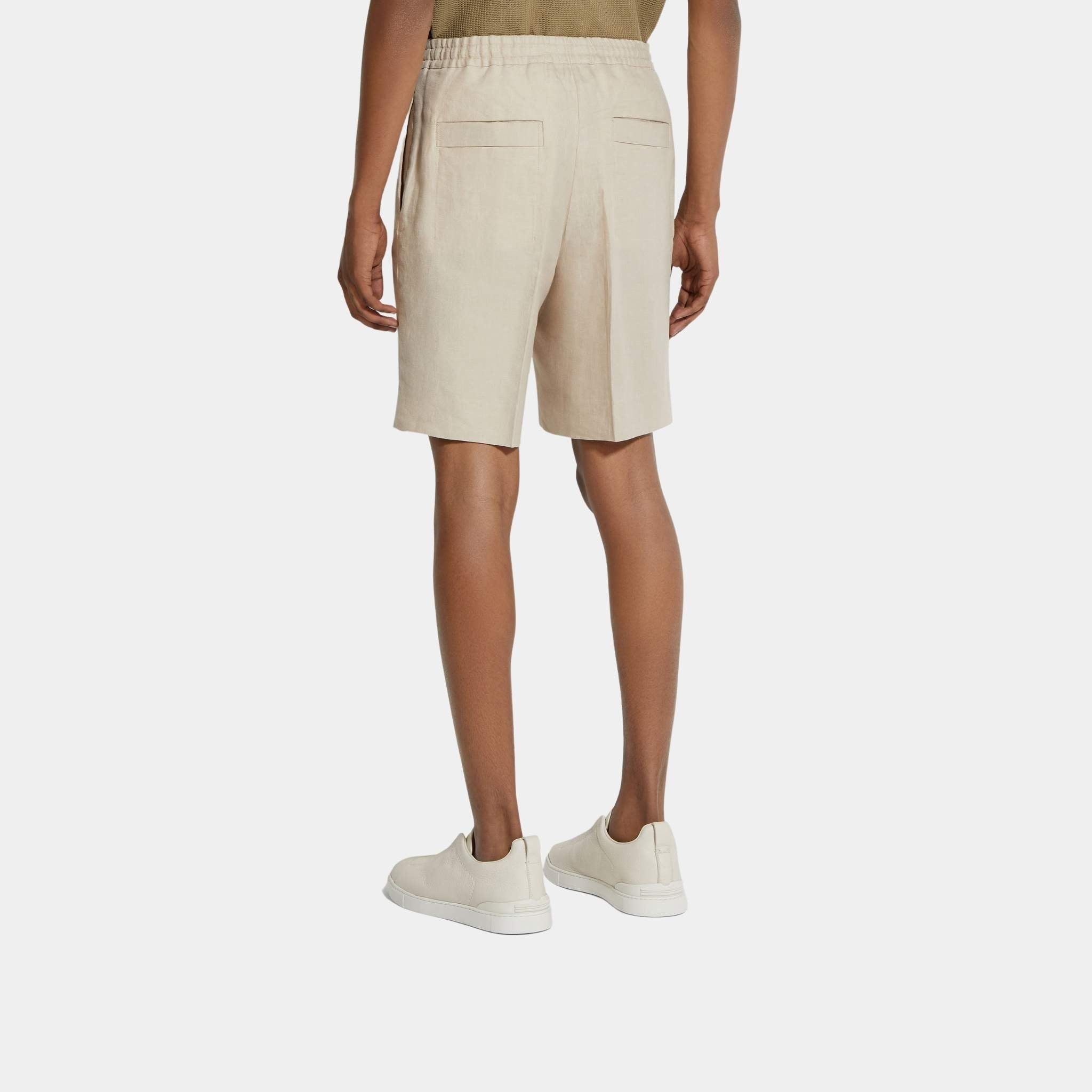 Zegna Oasi Lino Bermuda Shorts, Light Beige, Back
