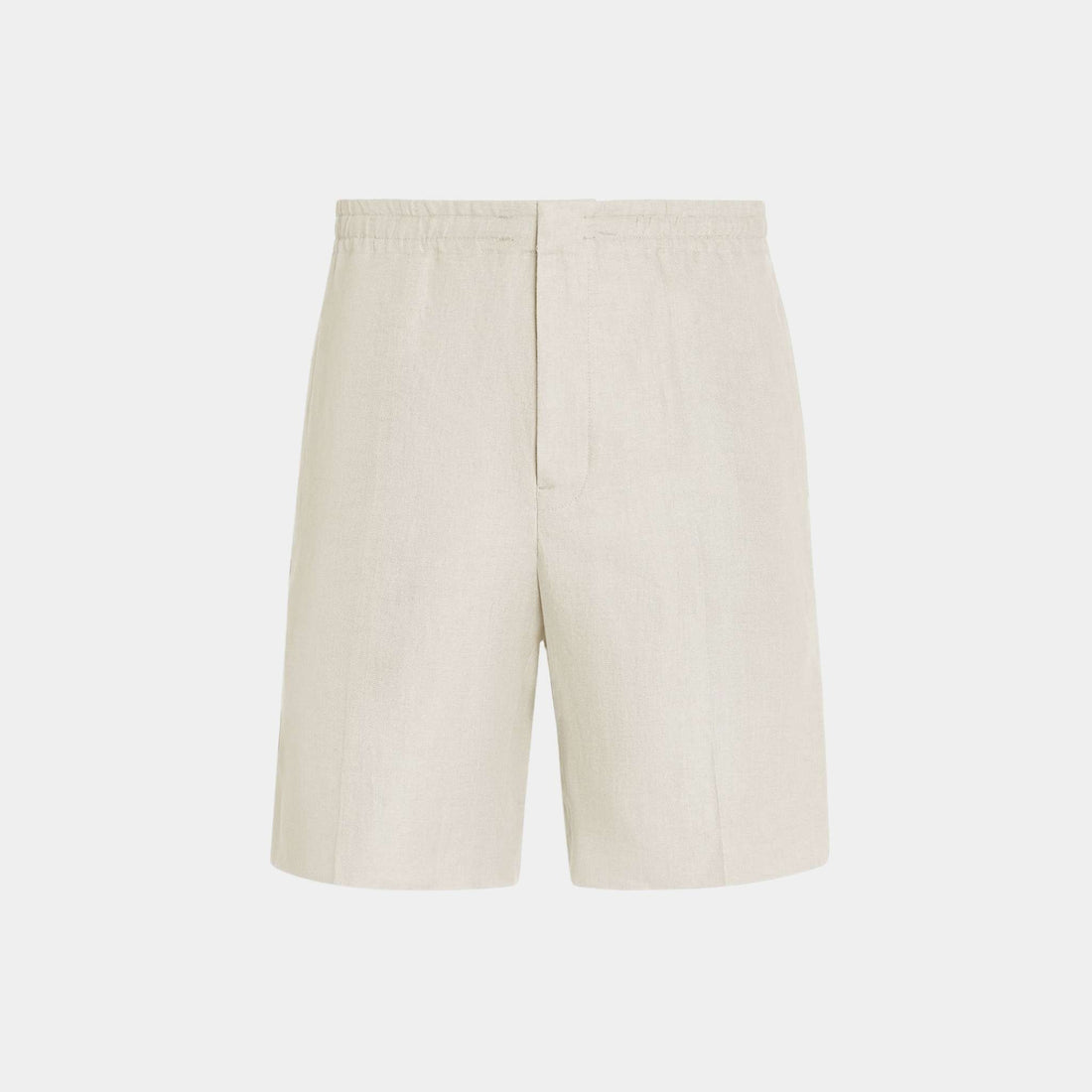 Zegna Oasi Lino Bermuda Shorts, Off White, Front