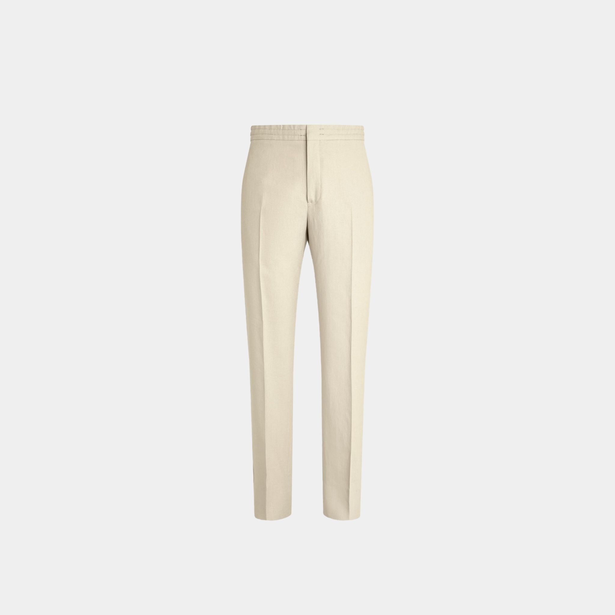 Zegna Oasi Lino Pants in Linen and Cupro, White, Front