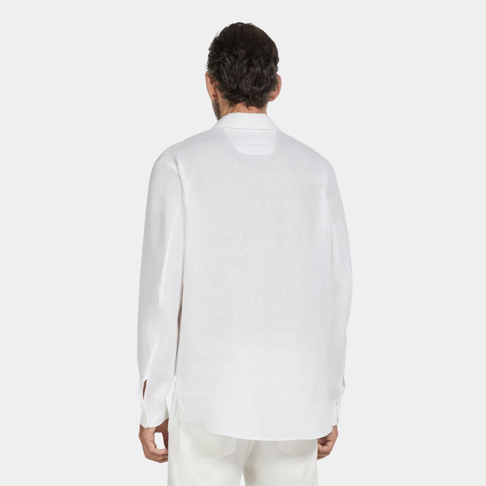 Zegna Oasi Lino Polo Shirt with Side Vents, Back