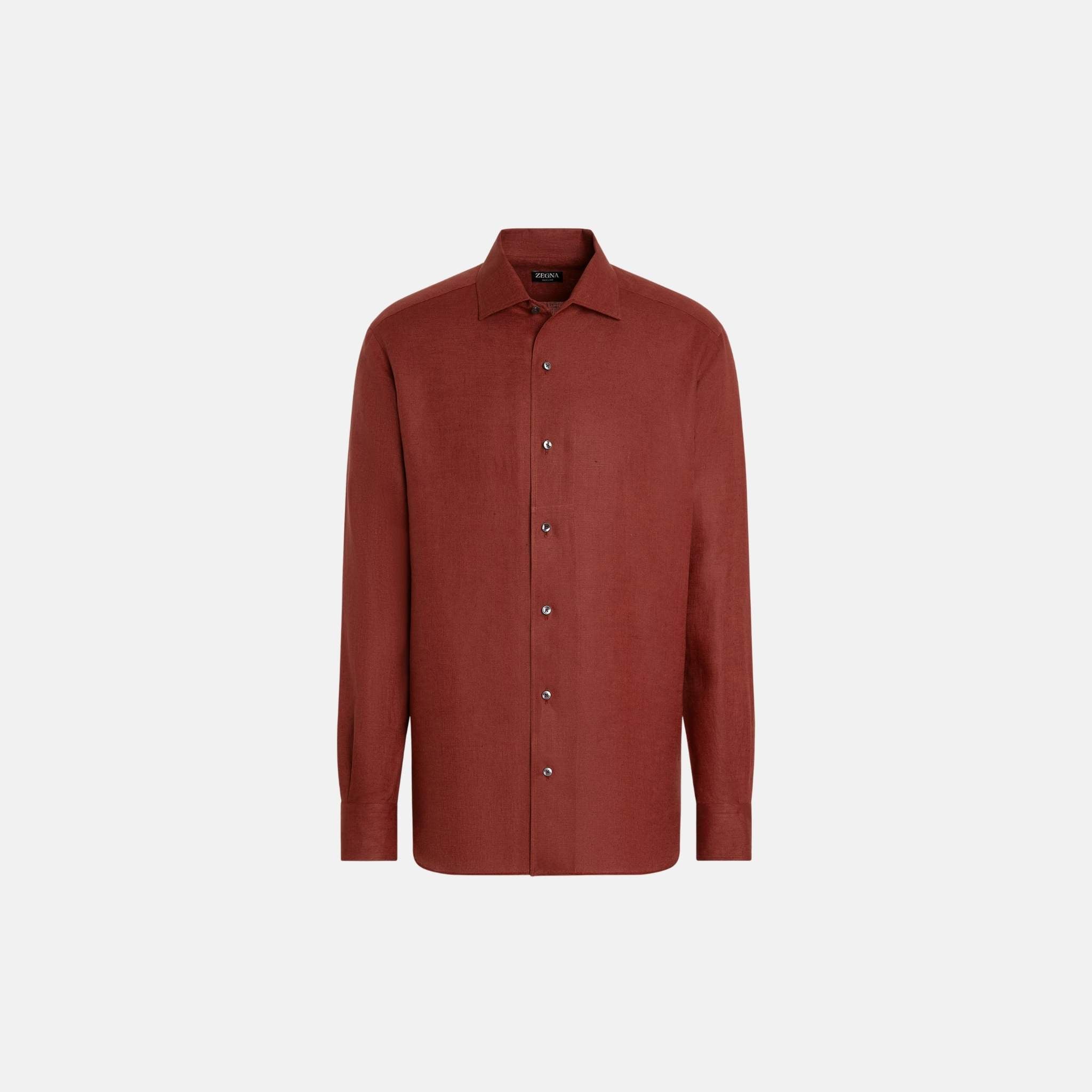 Zegna Oasi Lino Shirt, Brick Red