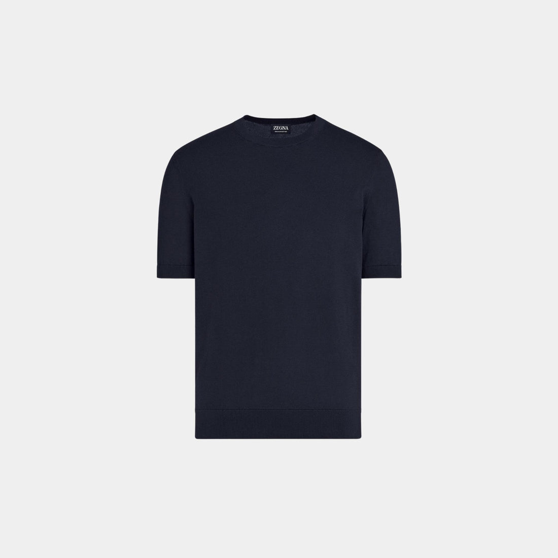 Zegna Premium Cotton Crewneck, Navy Blue, Front