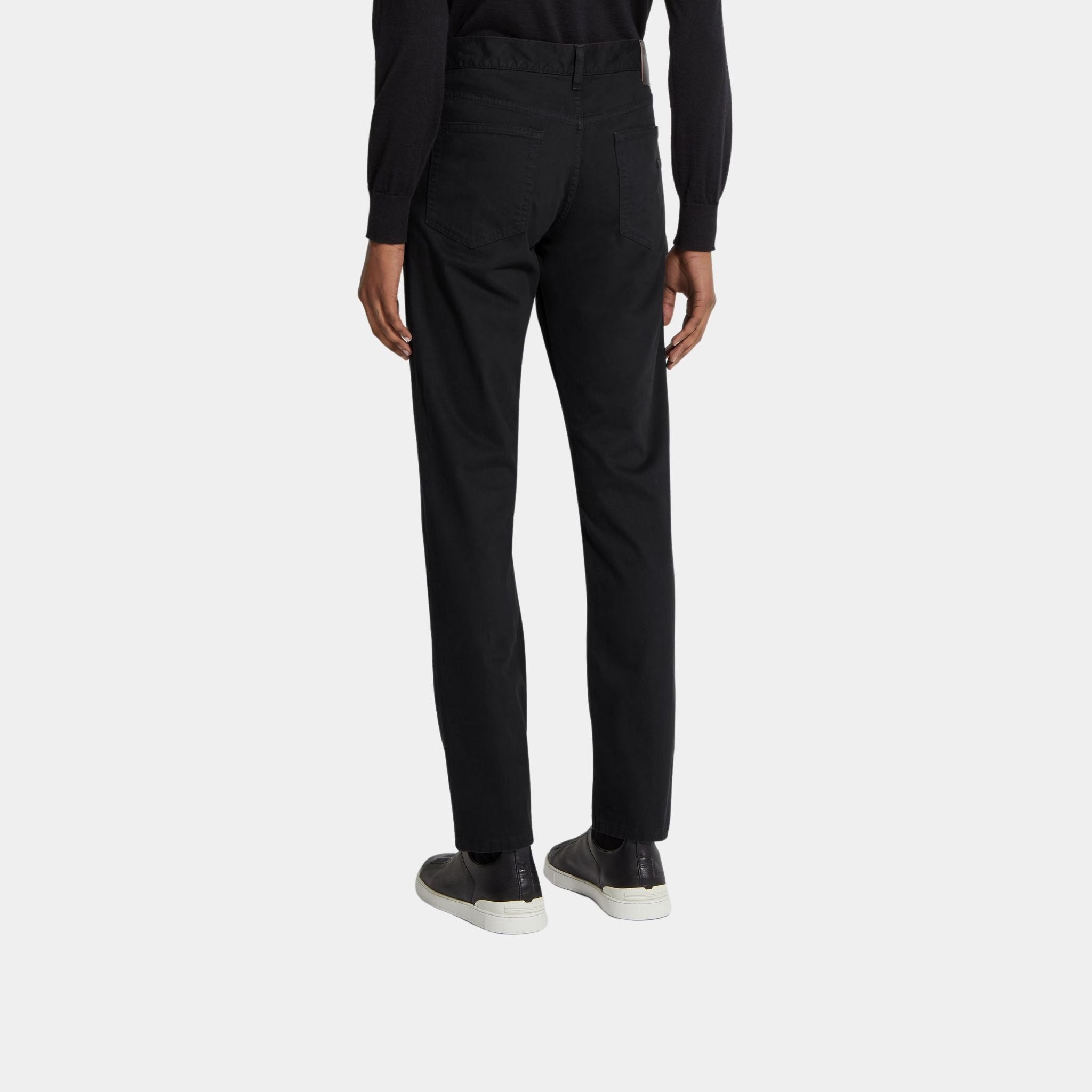 Zegna Stretch Cotton Roccia Jeans, Black, Back
