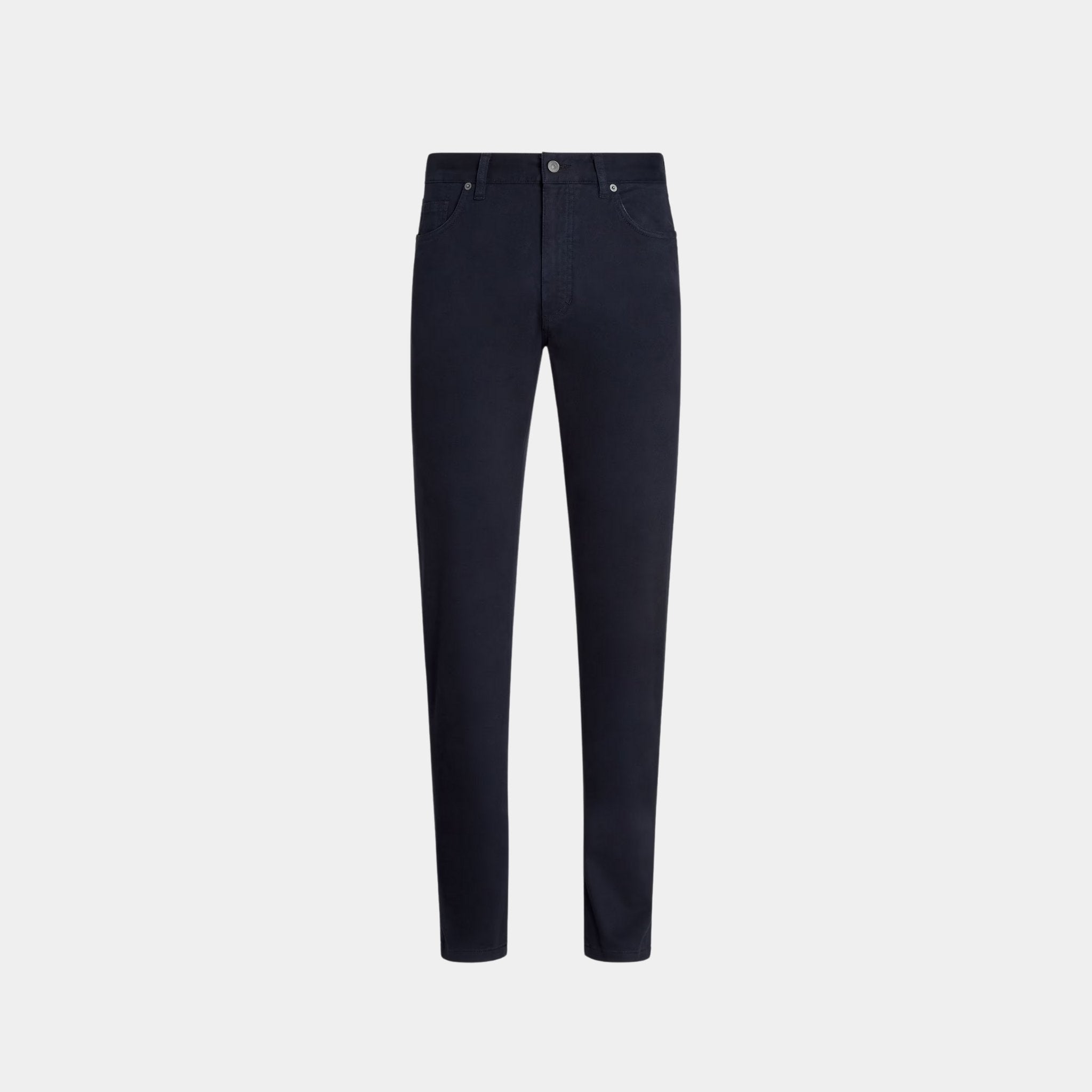 Zegna Stretch Cotton Roccia Jeans, Navy Blue, Front