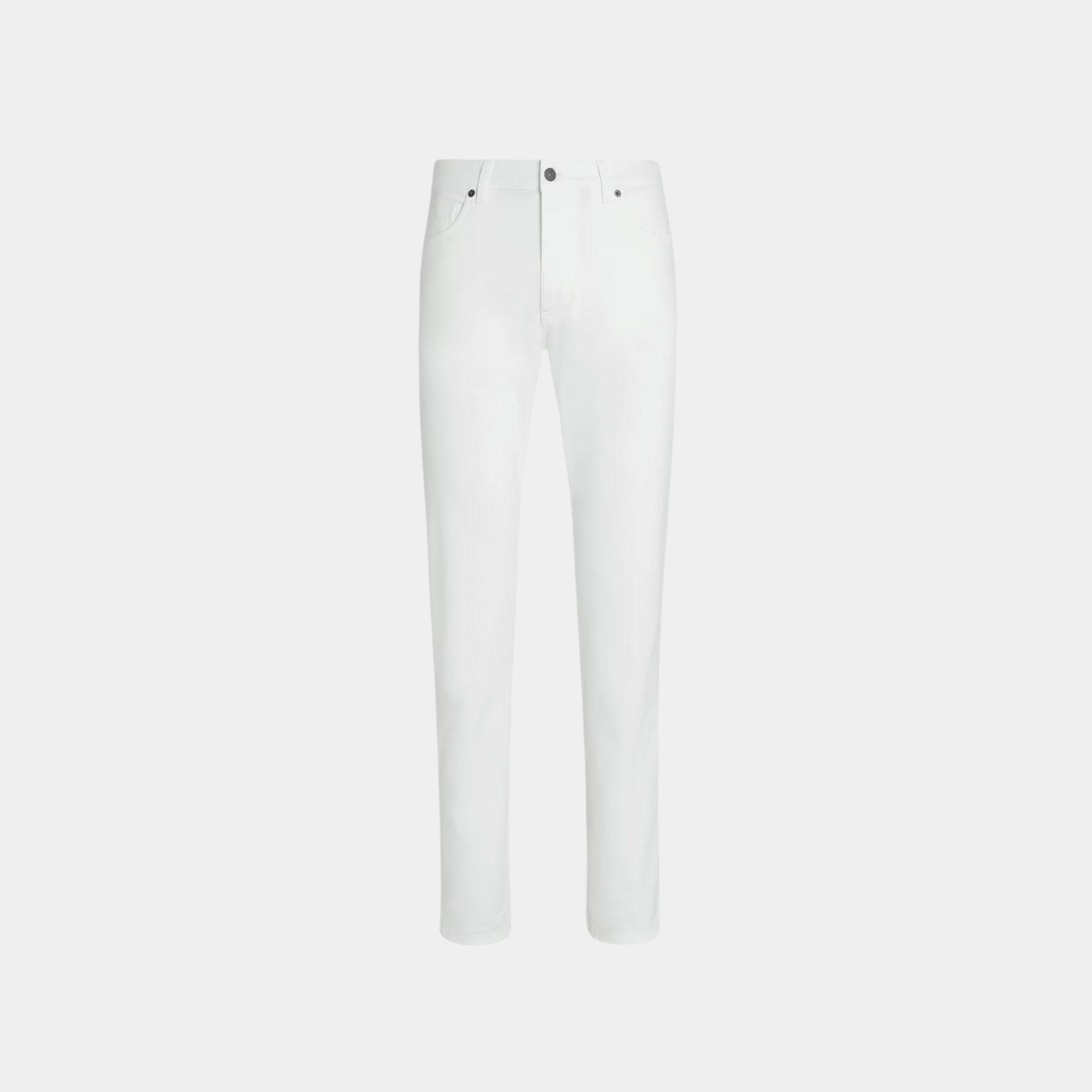 Zegna Stretch Cotton Roccia Jeans, White, Front