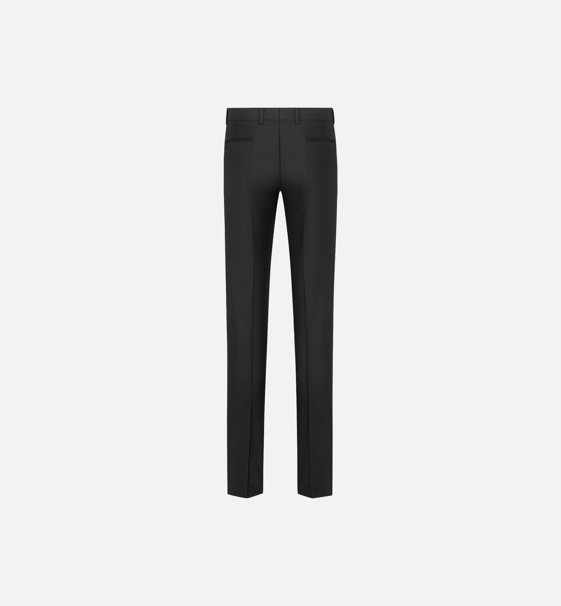 Tailored Straight Pants Black Virgin Wool Twill