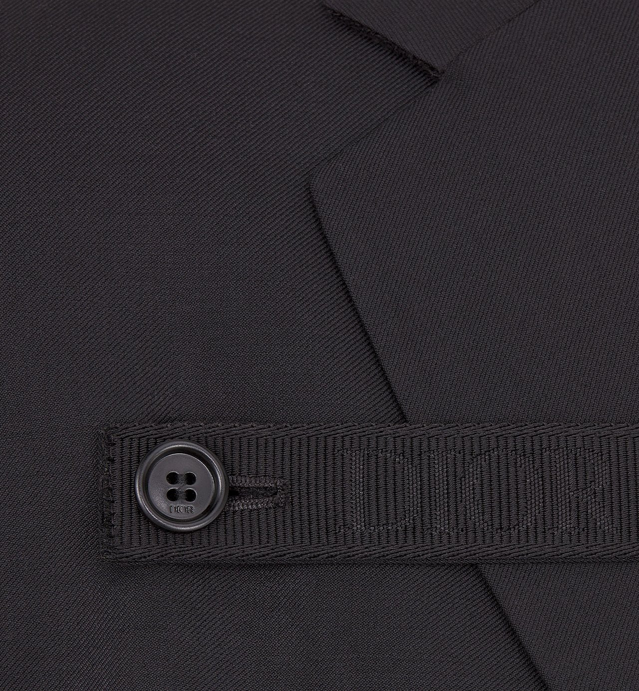 Jacket With Buttoned Strap Black Virgin Wool Twill