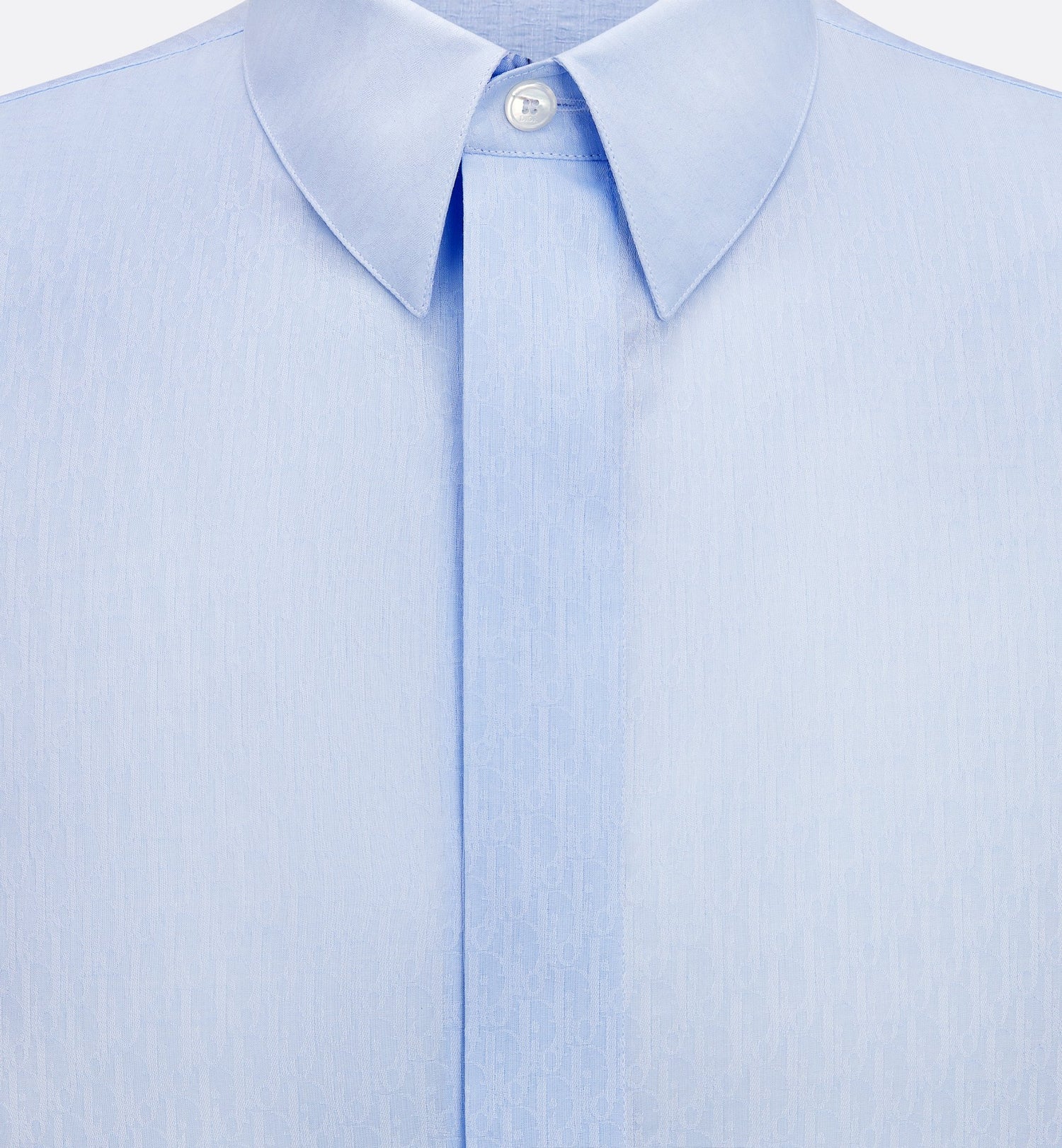 Oblique Shirt Blue Cotton Jacquard