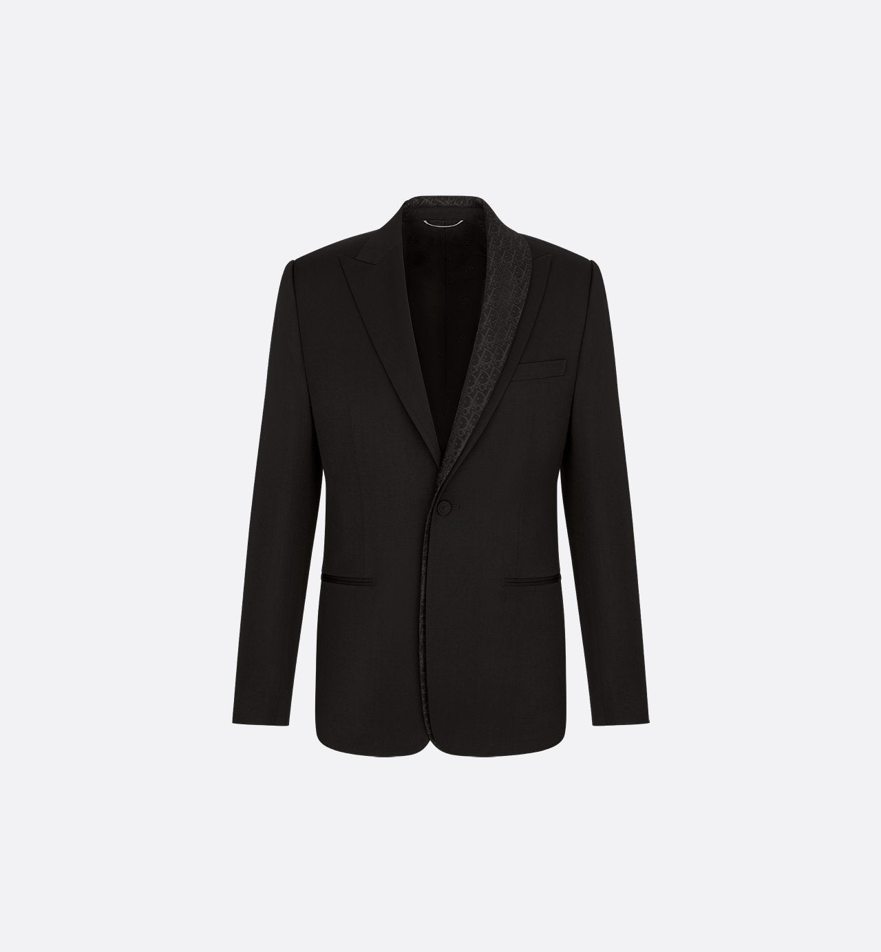 Jacket With Dior Oblique Asymmetric Shawl Collar Black Virgin Wool Twill