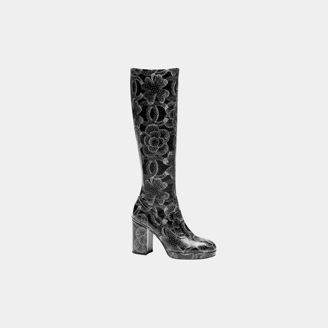 High Boots Printed Calfskin Black and White