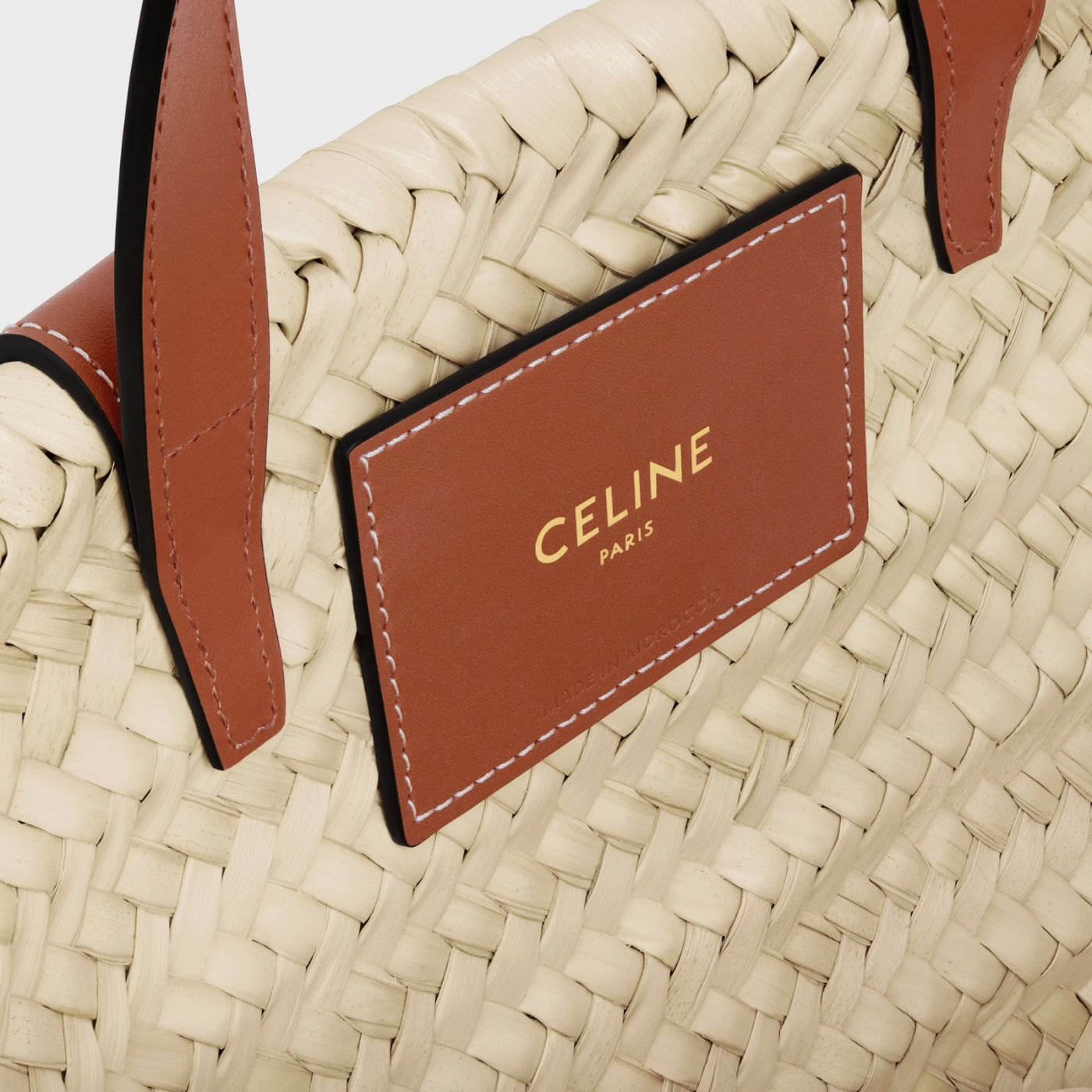 Teen Celine Classic Panier In Palm Leaves And Calfskin