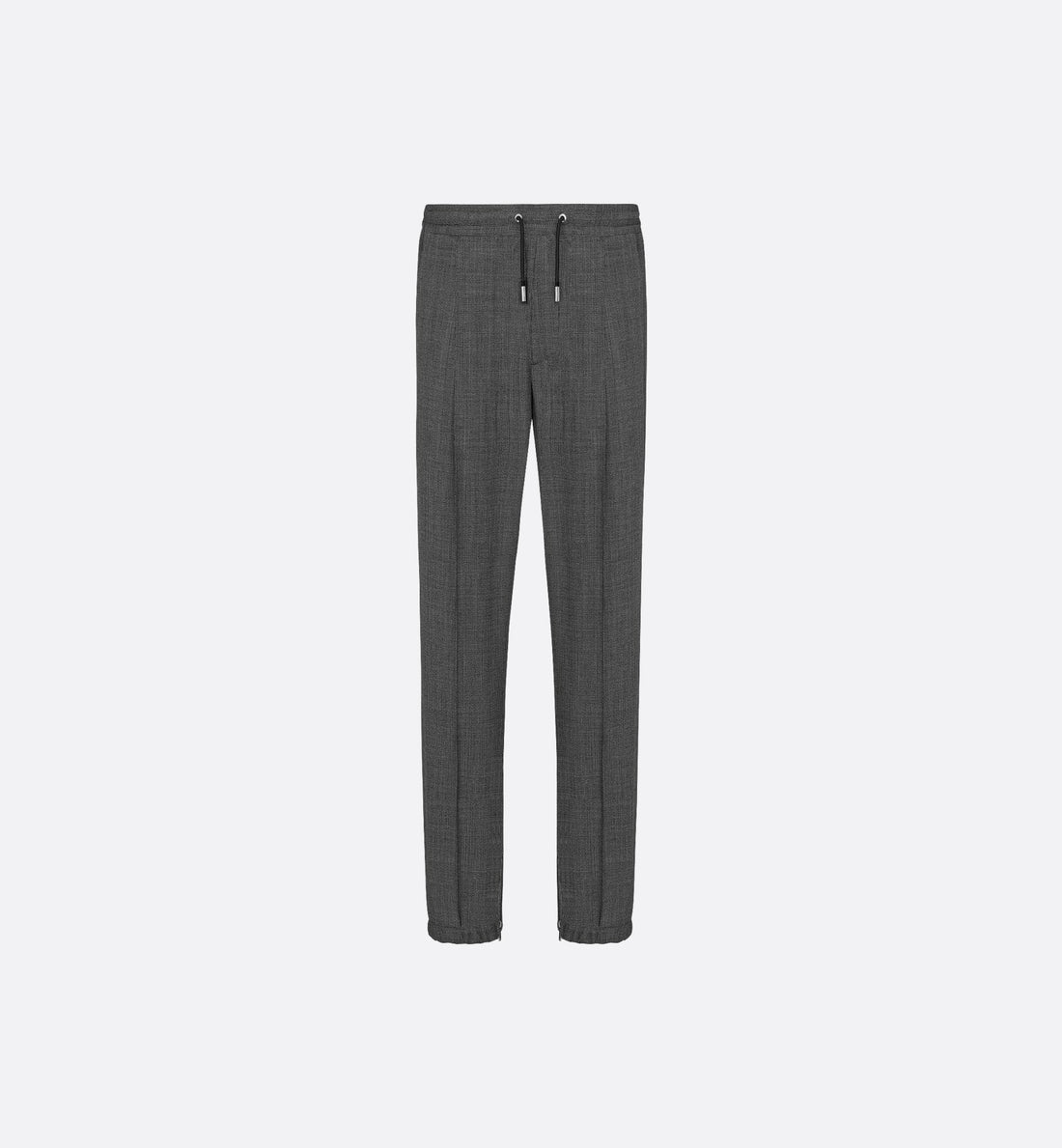 Micro-Houndstooth Track Pants Gray Wool Canvas