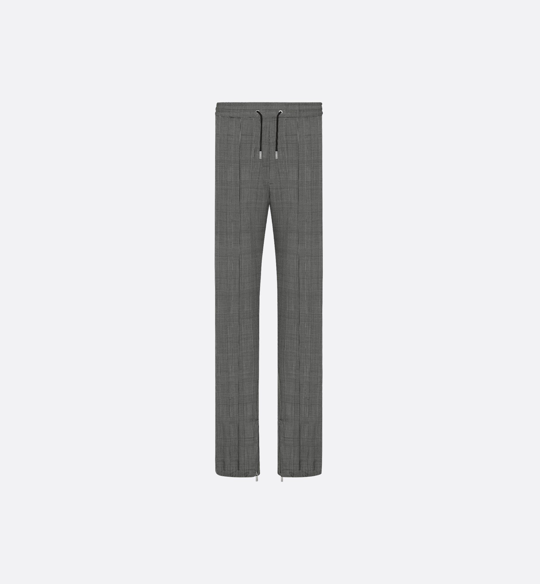 Prince Of Wales Track Pants Gray Wool Canvas