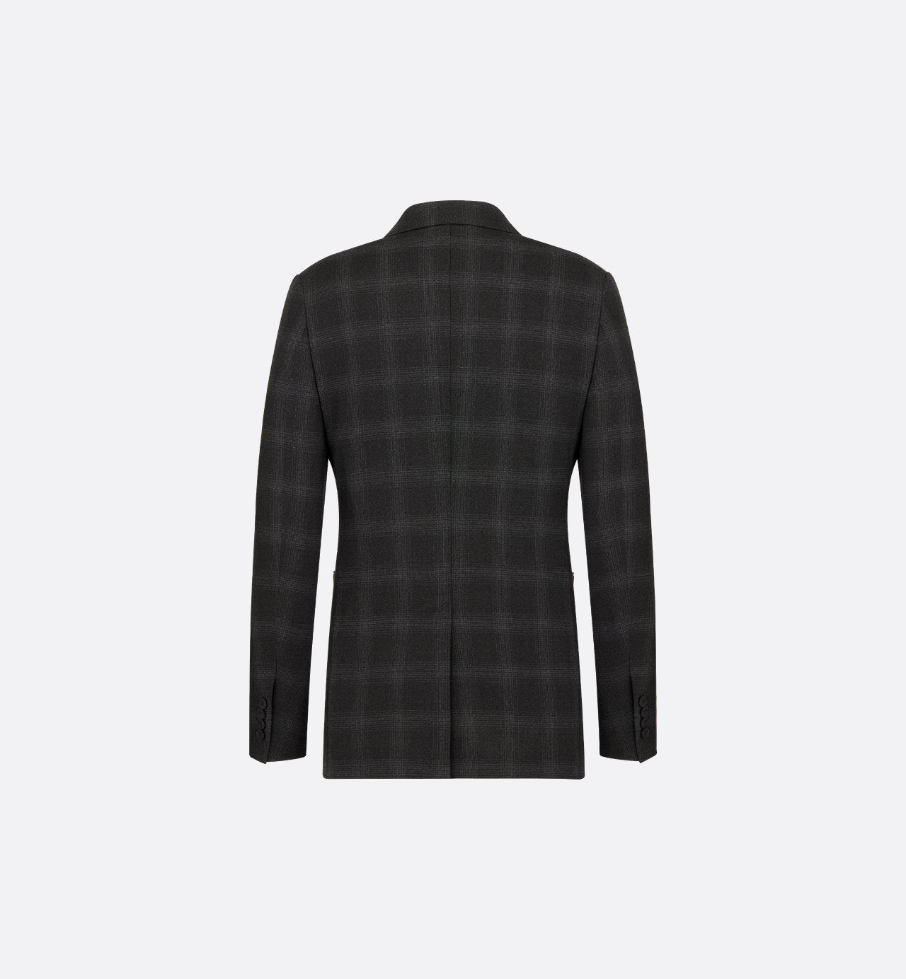 Double Breasted Jacket With Buttoned Strap Black Checkered Wool