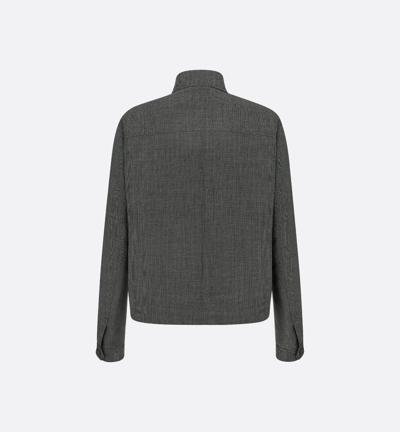 Micro Houndstooth Harrington-Shaped Blouson Gray Wool Canvas