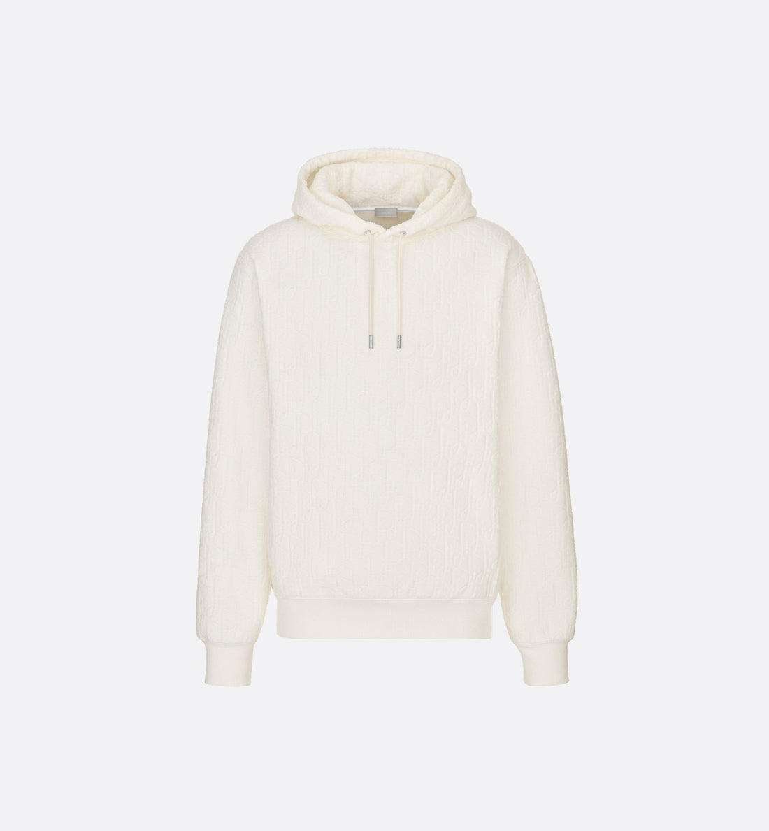 Oblique Relaxed Fit Hooded Sweatshirt Off White Terry Cotton Jacquard