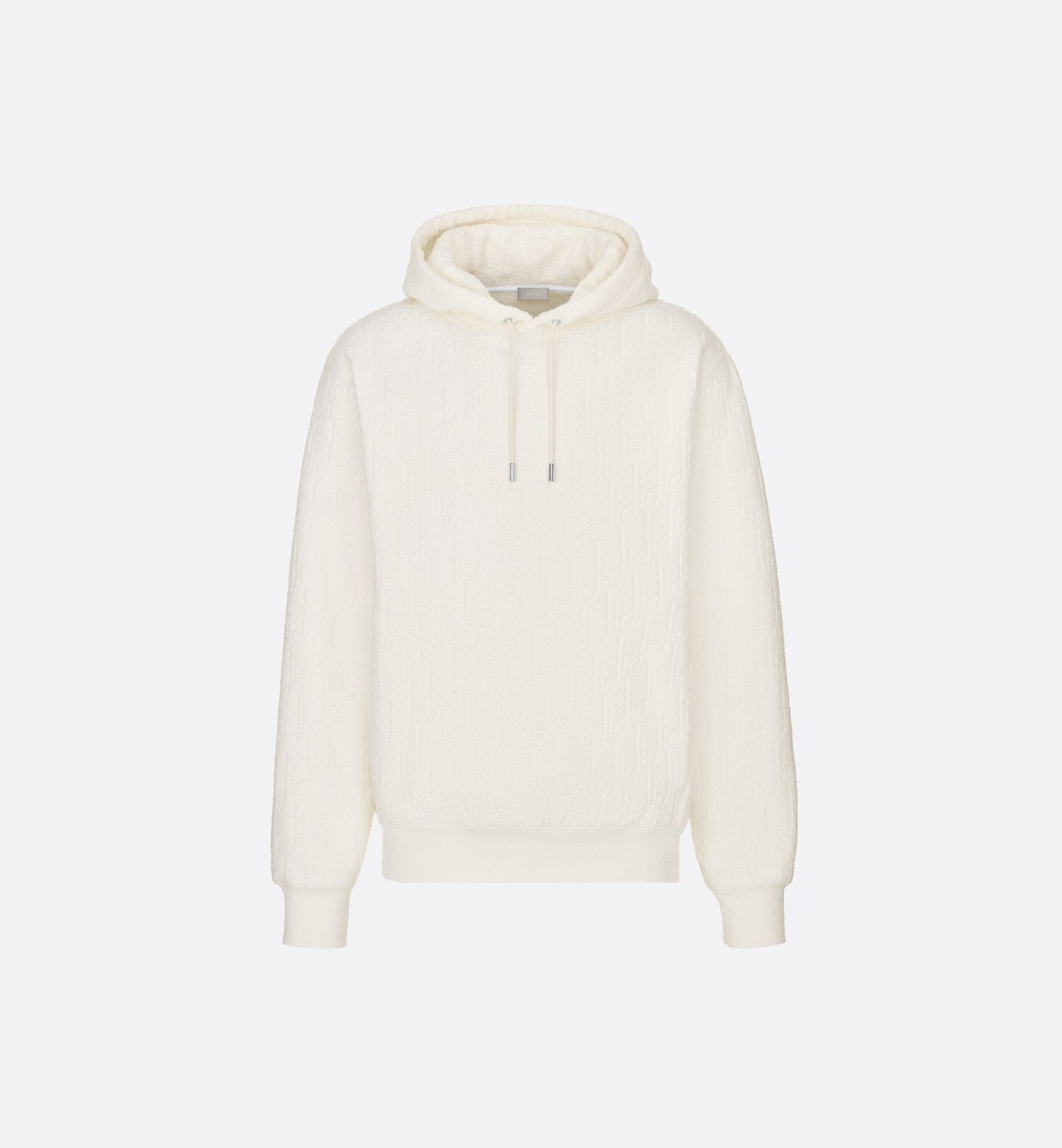 Oblique Relaxed Fit Hooded Sweatshirt Off White Terry Cotton Jacquard