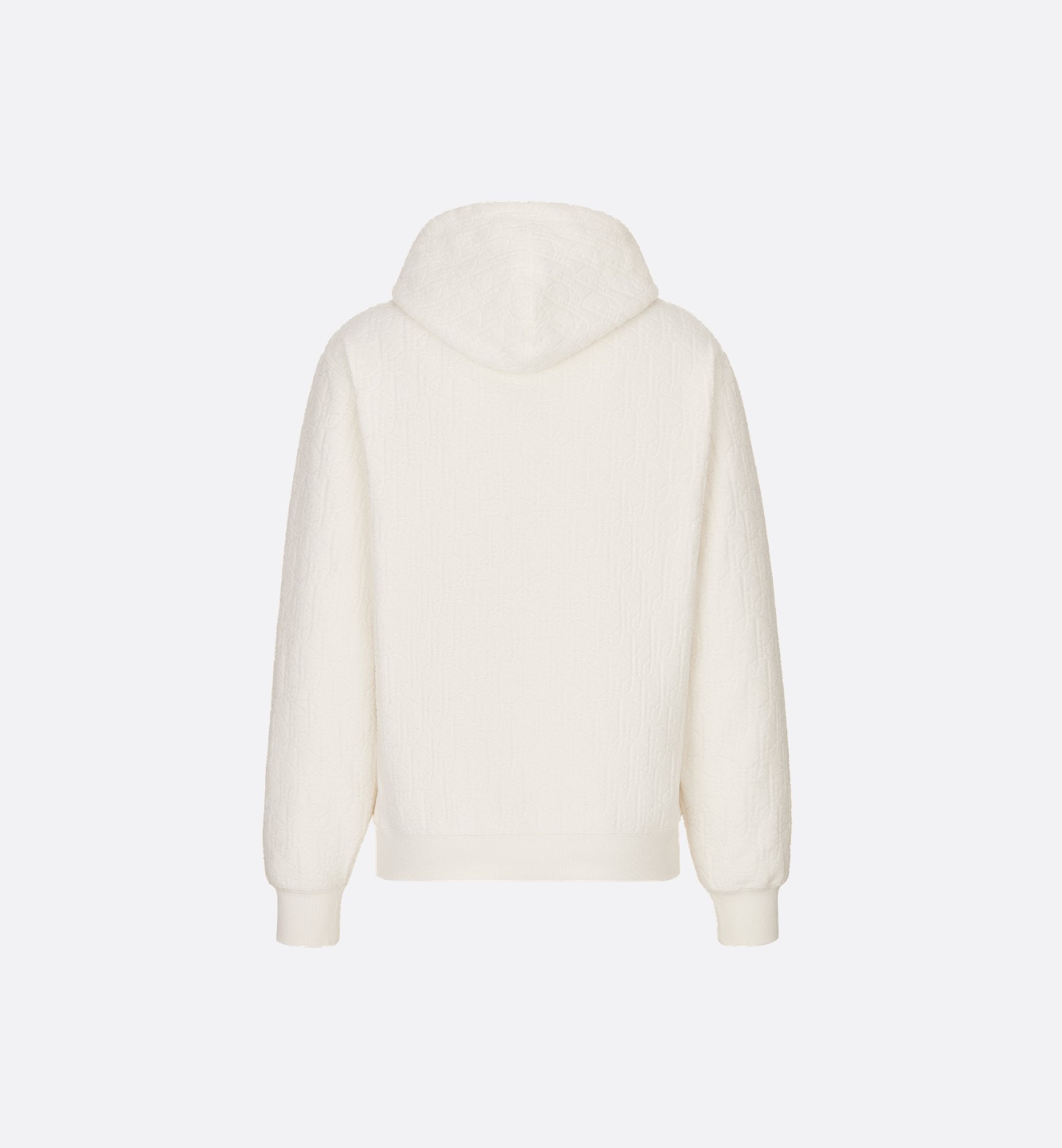 Oblique Relaxed Fit Hooded Sweatshirt Off White Terry Cotton Jacquard