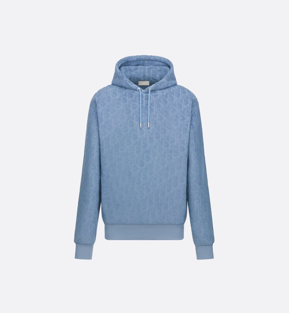 Oblique Relaxed Fit Hooded Sweatshirt Blue Terry Cotton Jacquard