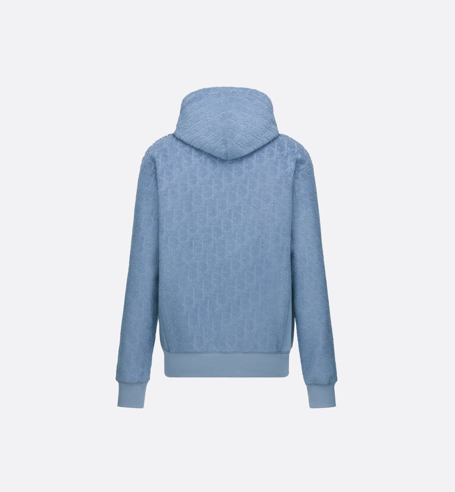 Oblique Relaxed Fit Hooded Sweatshirt Blue Terry Cotton Jacquard