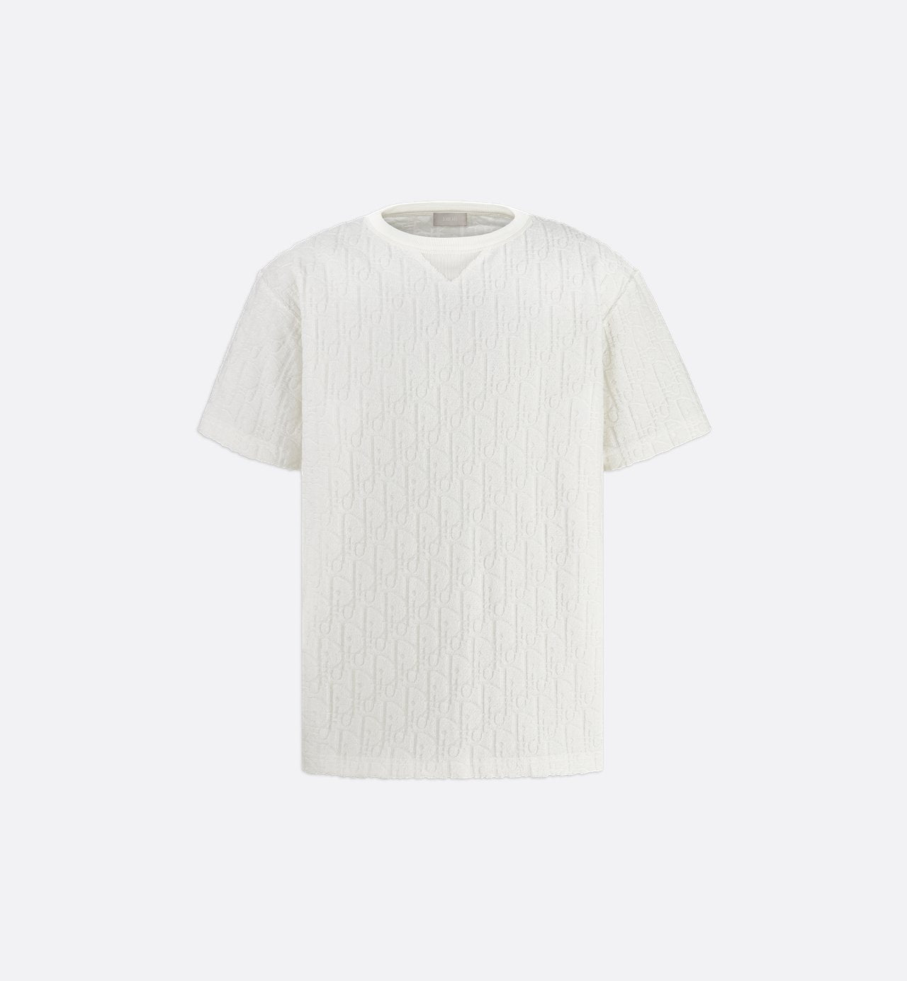 Oblique Relaxed Fit T-Shirt Off White Terry Cotton Jacquard