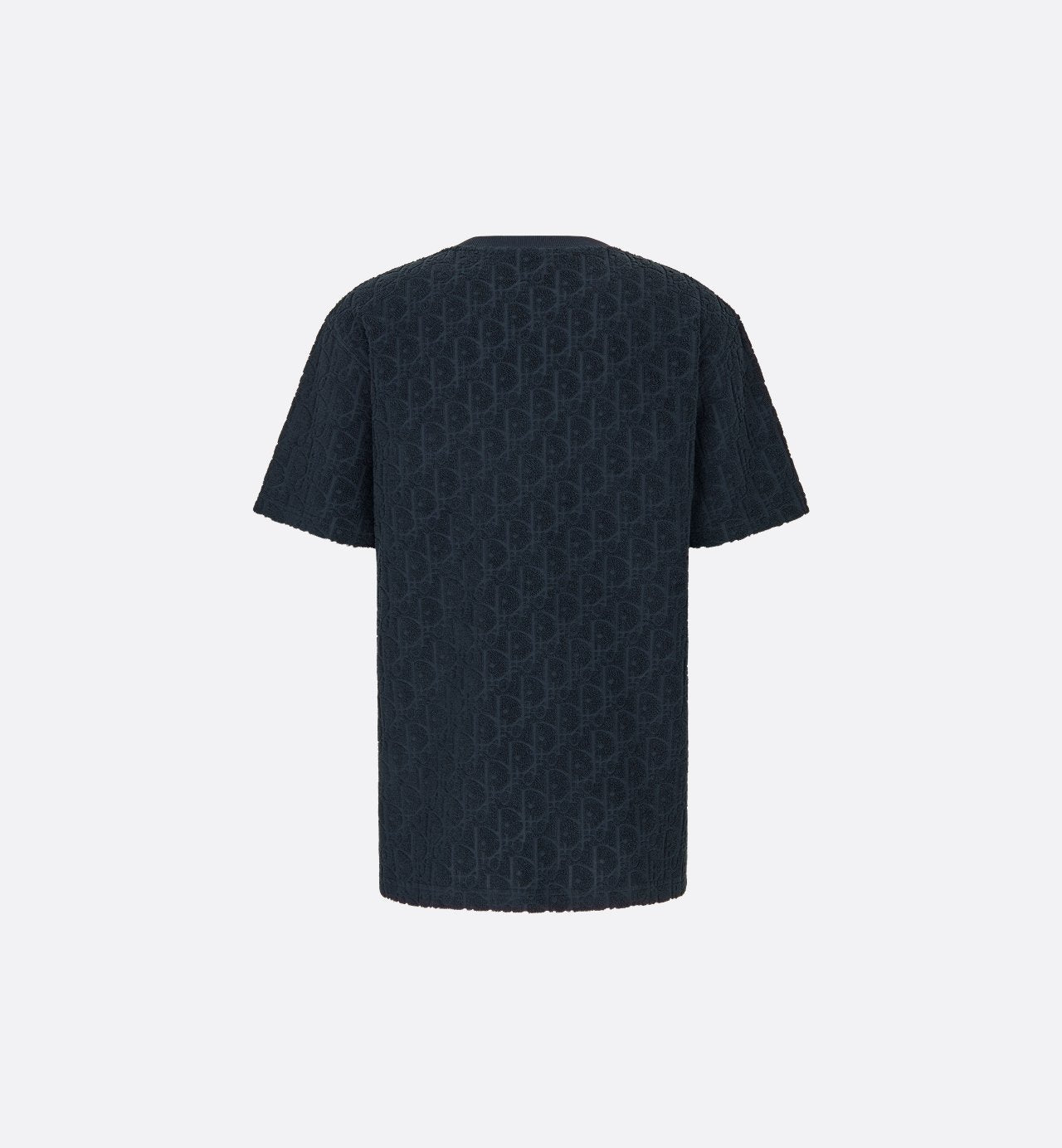 Oblique Relaxed Fit T-Shirt Navy Blue Terry Cotton Jacquard