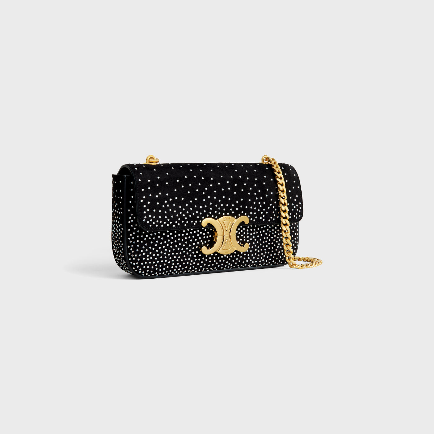 Chain Shoulder Bag Claude In Suede Goatskin With Strass