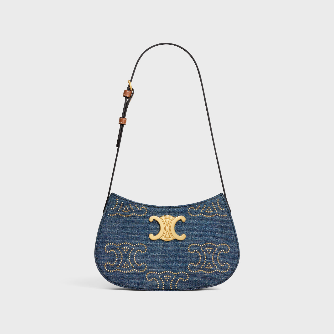 Medium Tilly Bag In Denim With Triomphe Studs And Calfskin